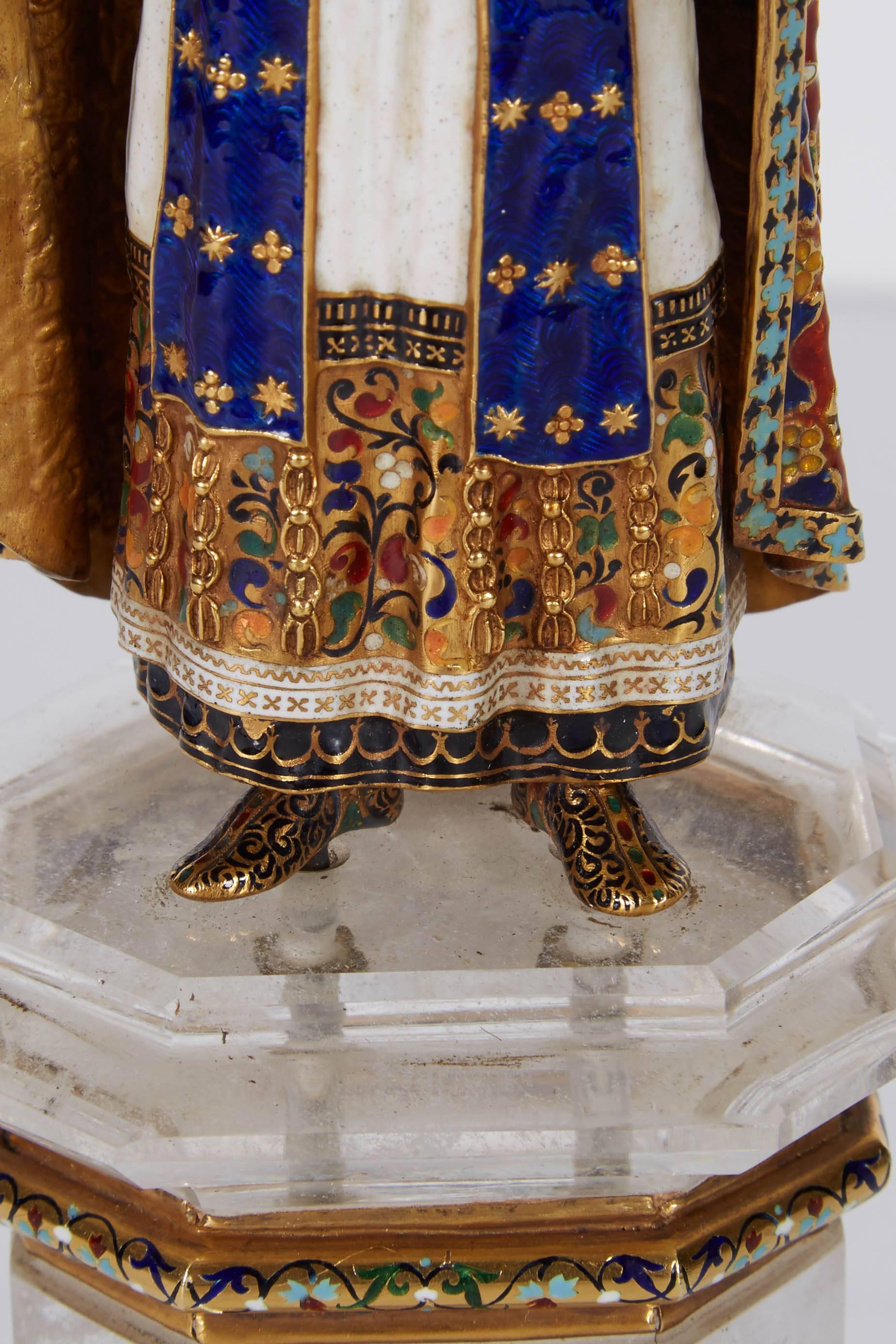 Enamel Gold and Rock Crystal Figure of Emperor Maximilian I by Reinhold Vasters For Sale 3