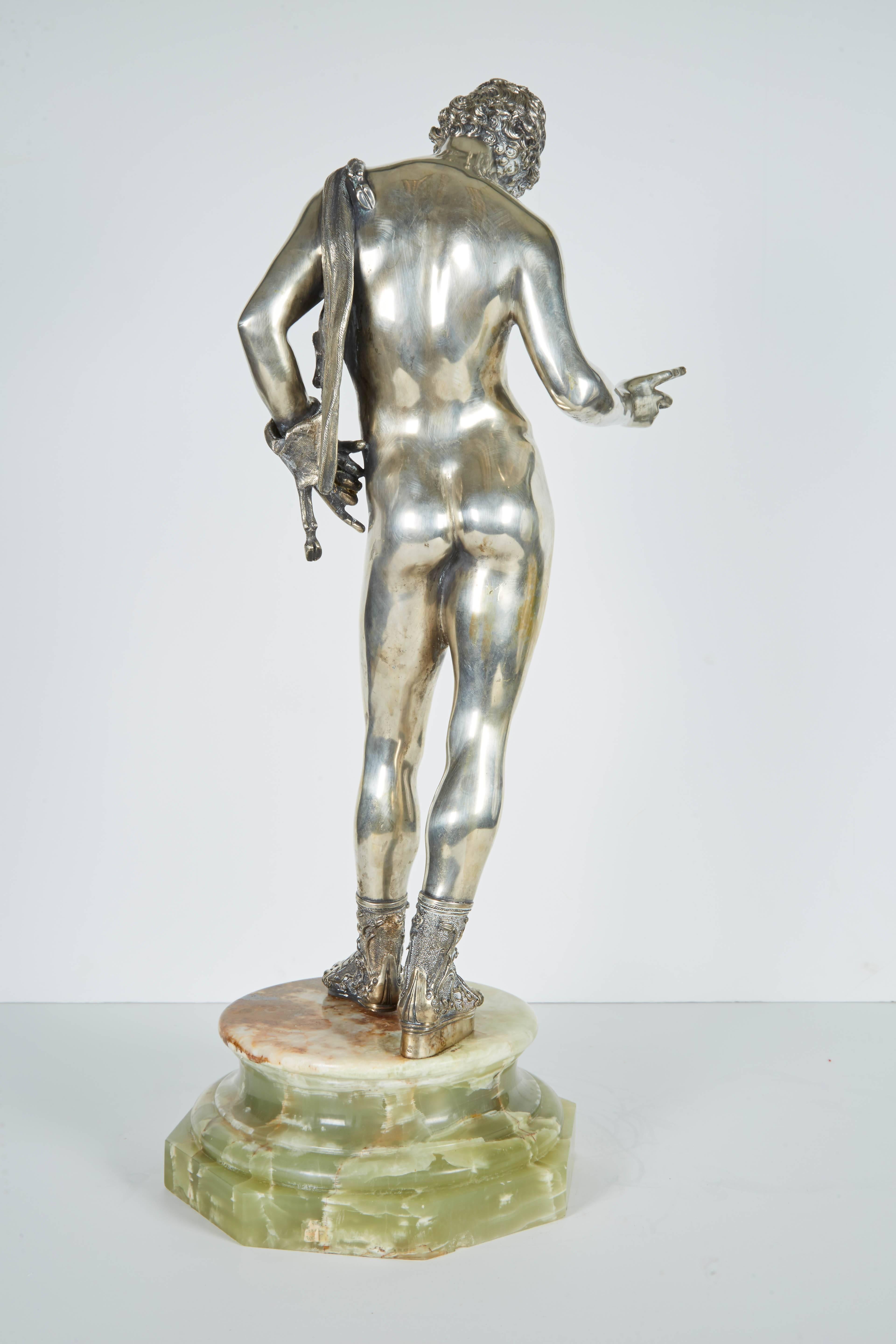 Large Italian Silver Figure / Statue of a Male Nude Narcissus after the Antique 1