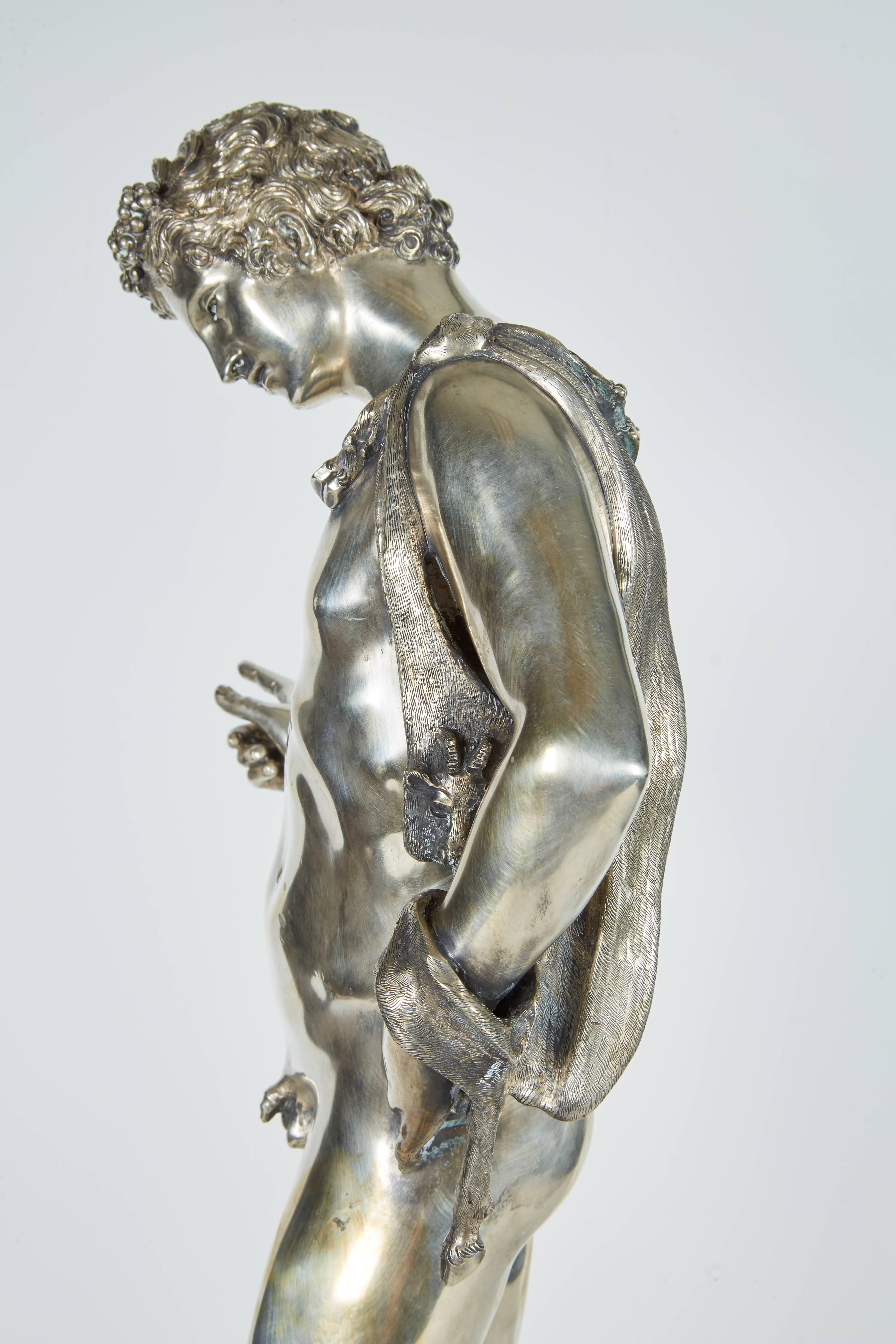 Large Italian Silver Figure / Statue of a Male Nude Narcissus after the Antique 3