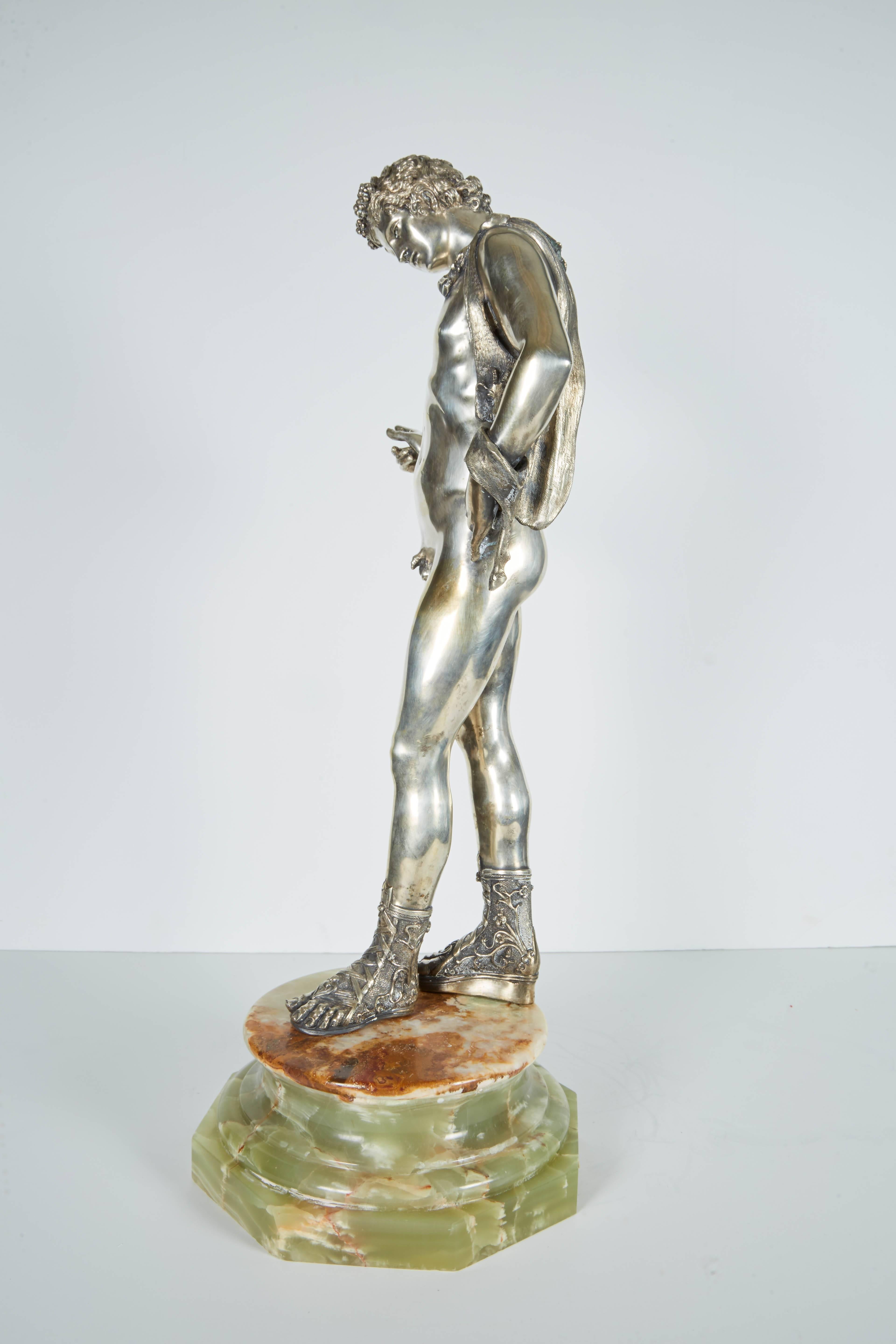 Large Italian Silver Figure / Statue of a Male Nude Narcissus after the Antique 4