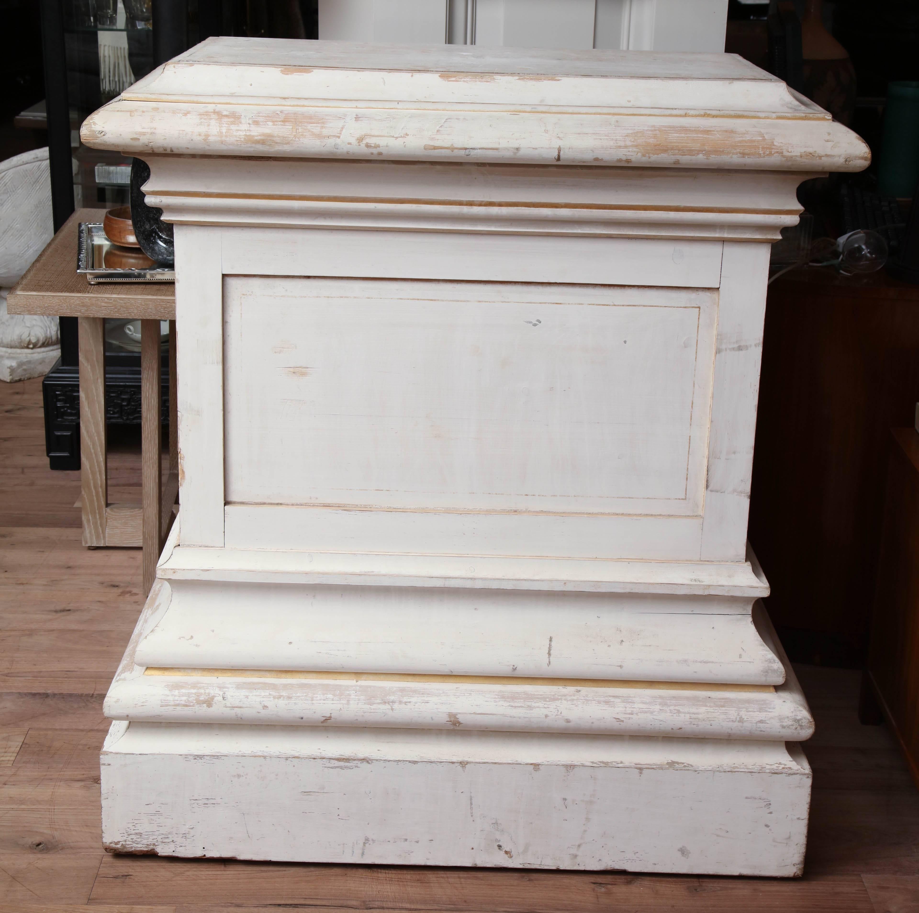 Pair of antique white painted pedestals, consoles or table stands, circa 1900.