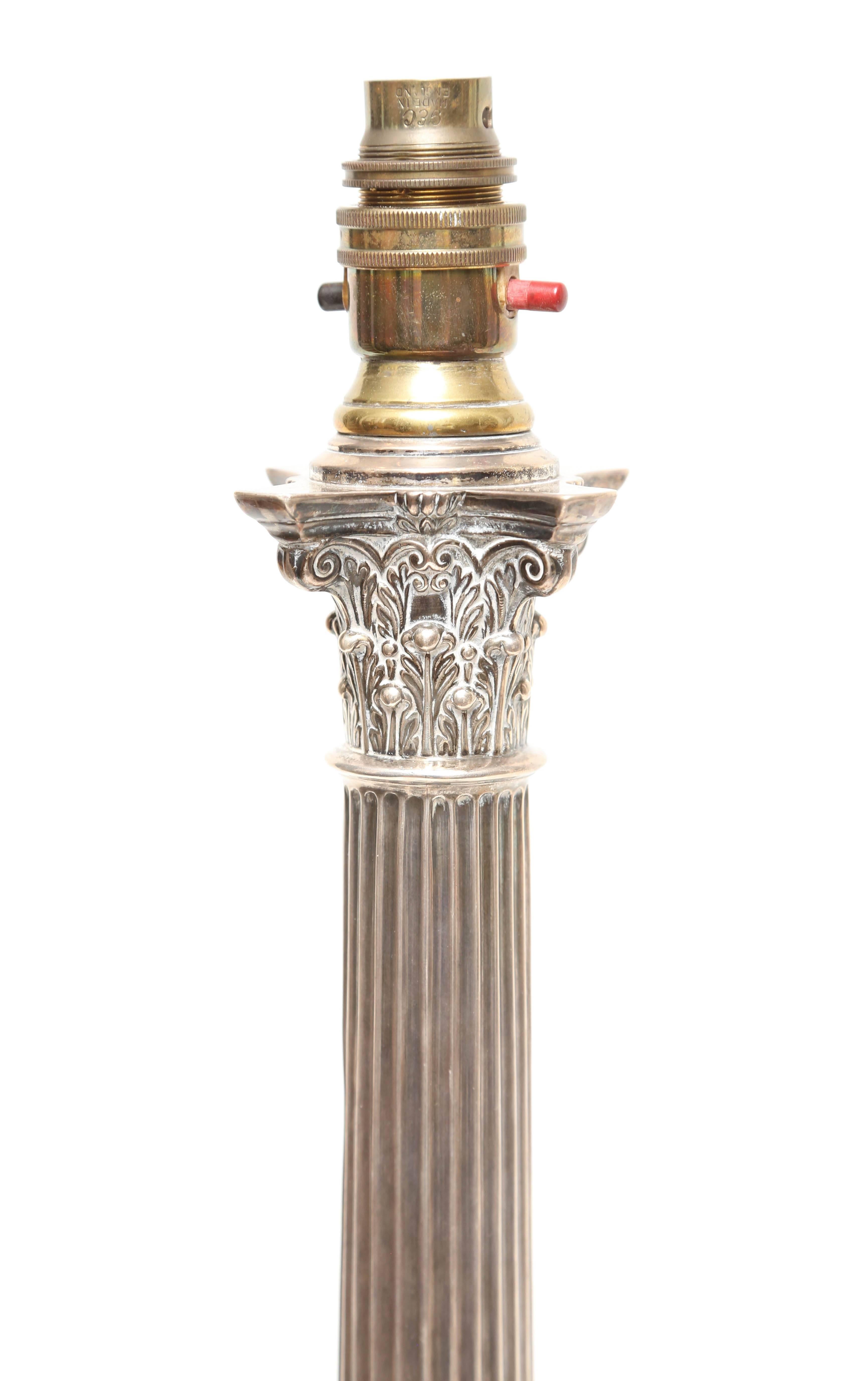 Neoclassical English Sterling Lamp Base from Mappin & Webb, London