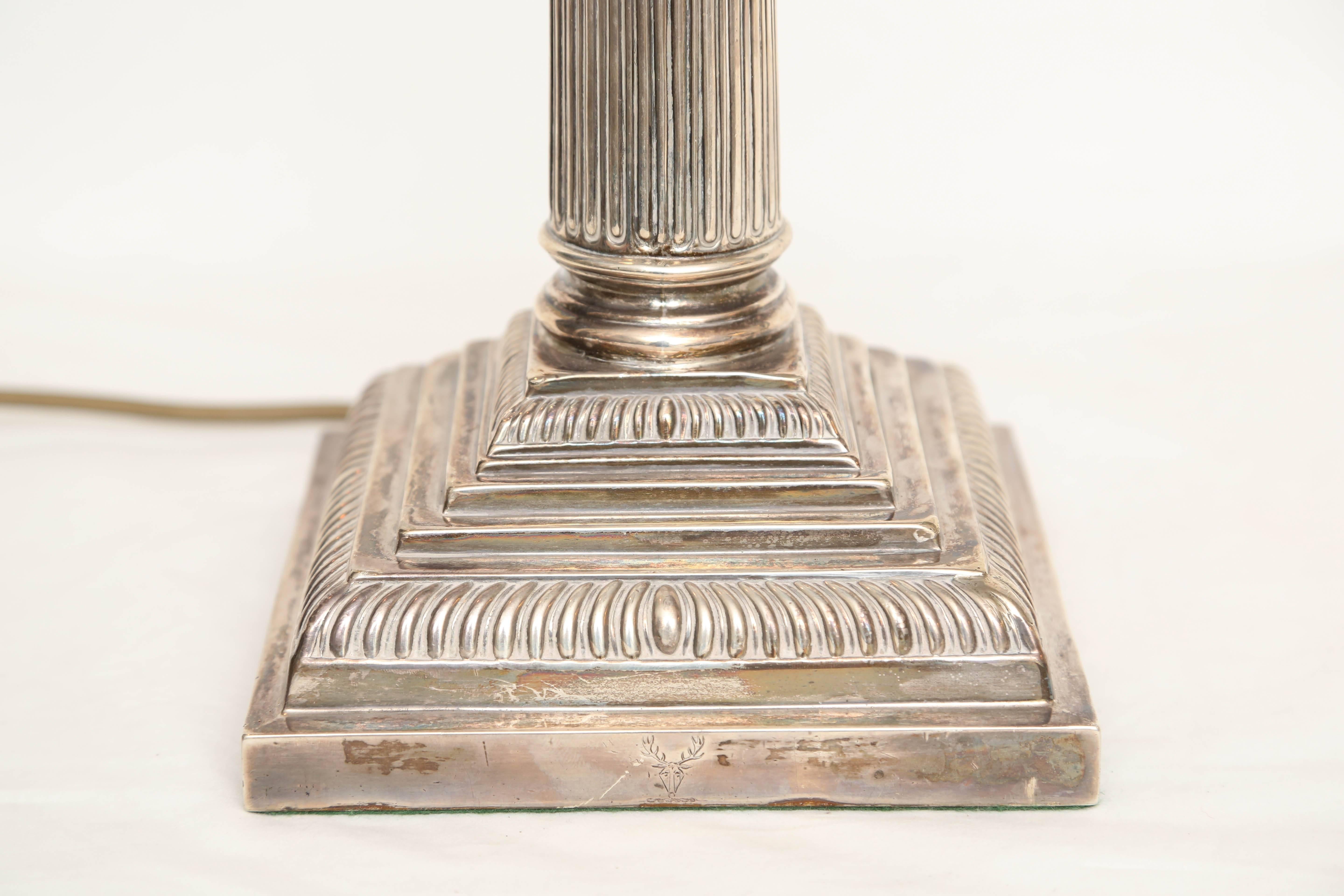 English Sterling Lamp Base from Mappin & Webb, London In Good Condition In West Palm Beach, FL