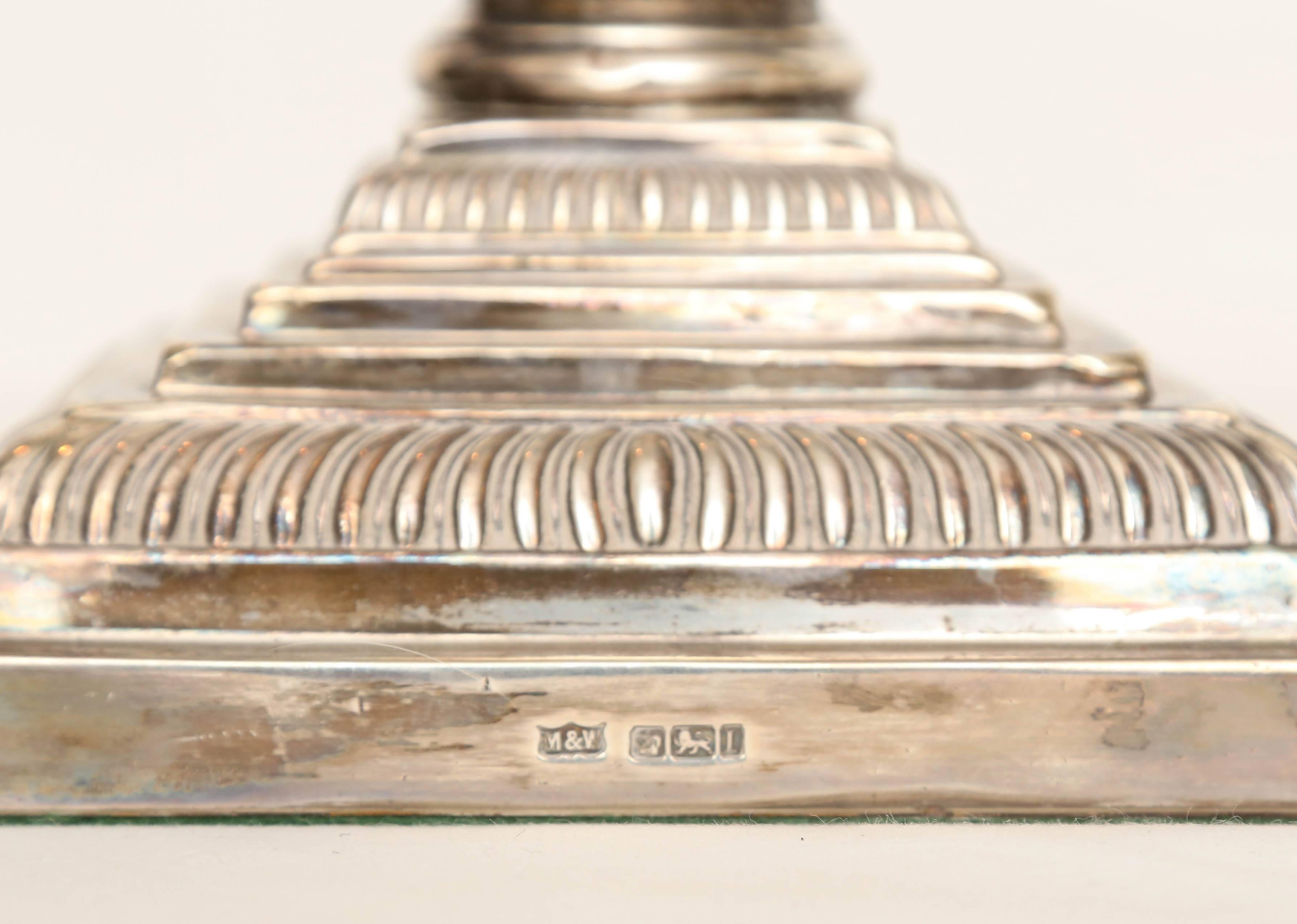 19th Century English Sterling Lamp Base from Mappin & Webb, London