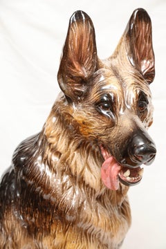 Terra Cotta Lifesize German Shepherd Dog Sculpture