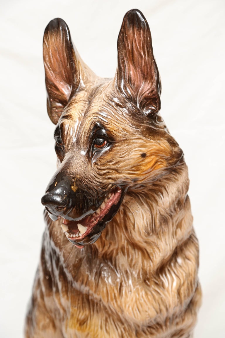Terra Cotta Lifesize German Shepherd Dog Sculpture at 1stDibs
