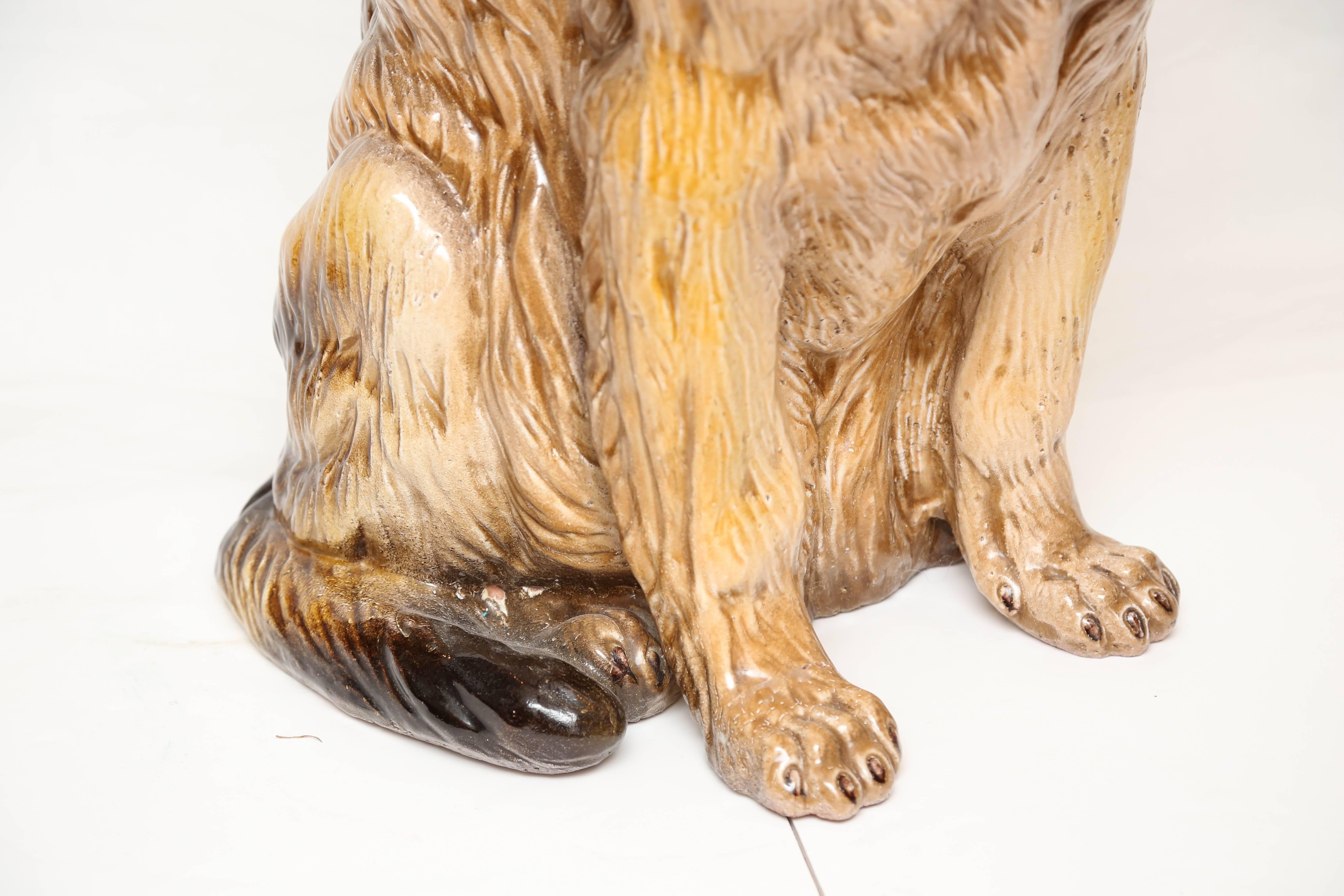 Terra Cotta Lifesize German Shepherd Dog Sculpture 3