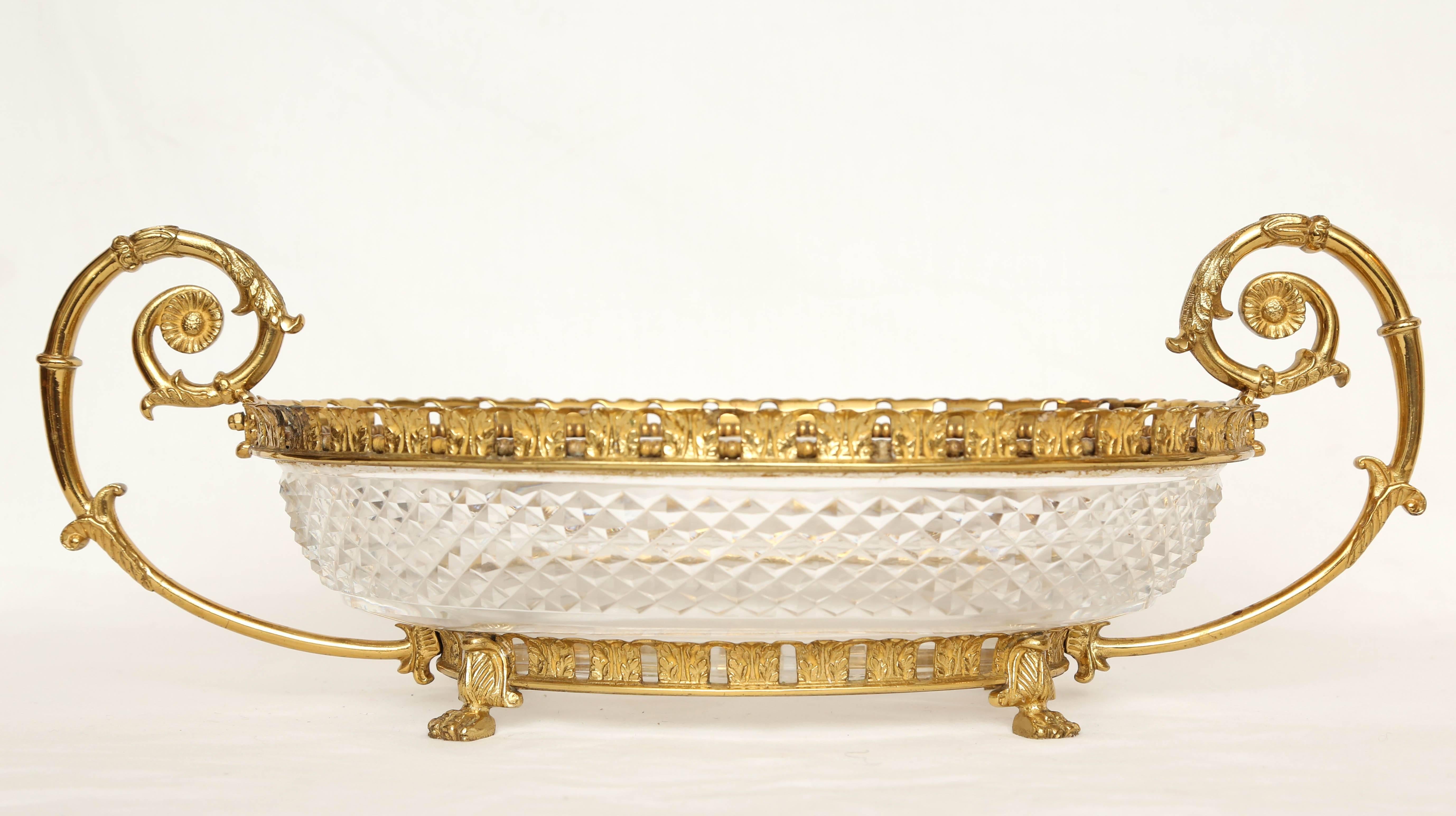 20th Century Dore Bronze And Crystal Centerpiece