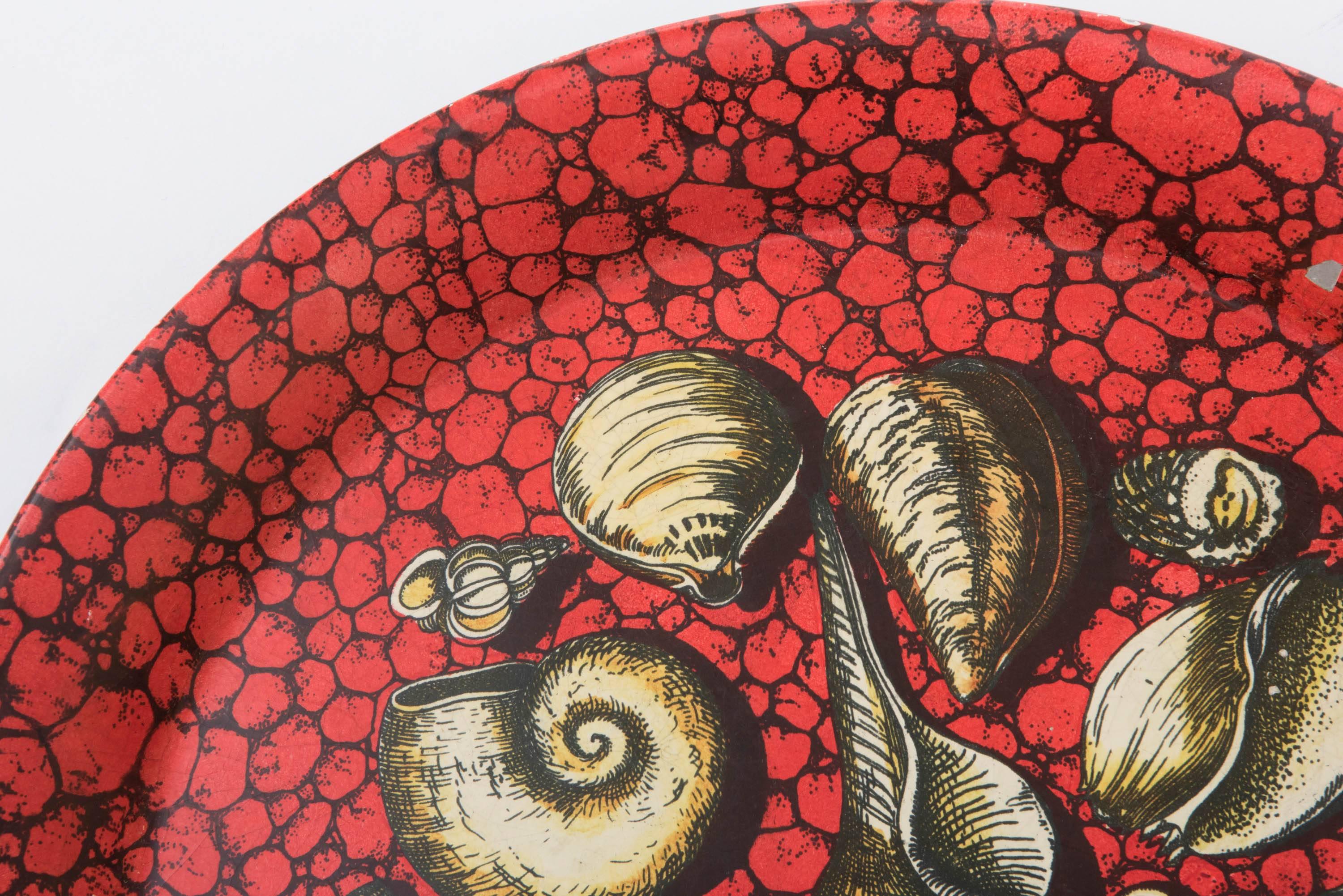 Mid-20th Century Piero Fornasetti metal serving tray lithographically printed, Italy circa 1950
