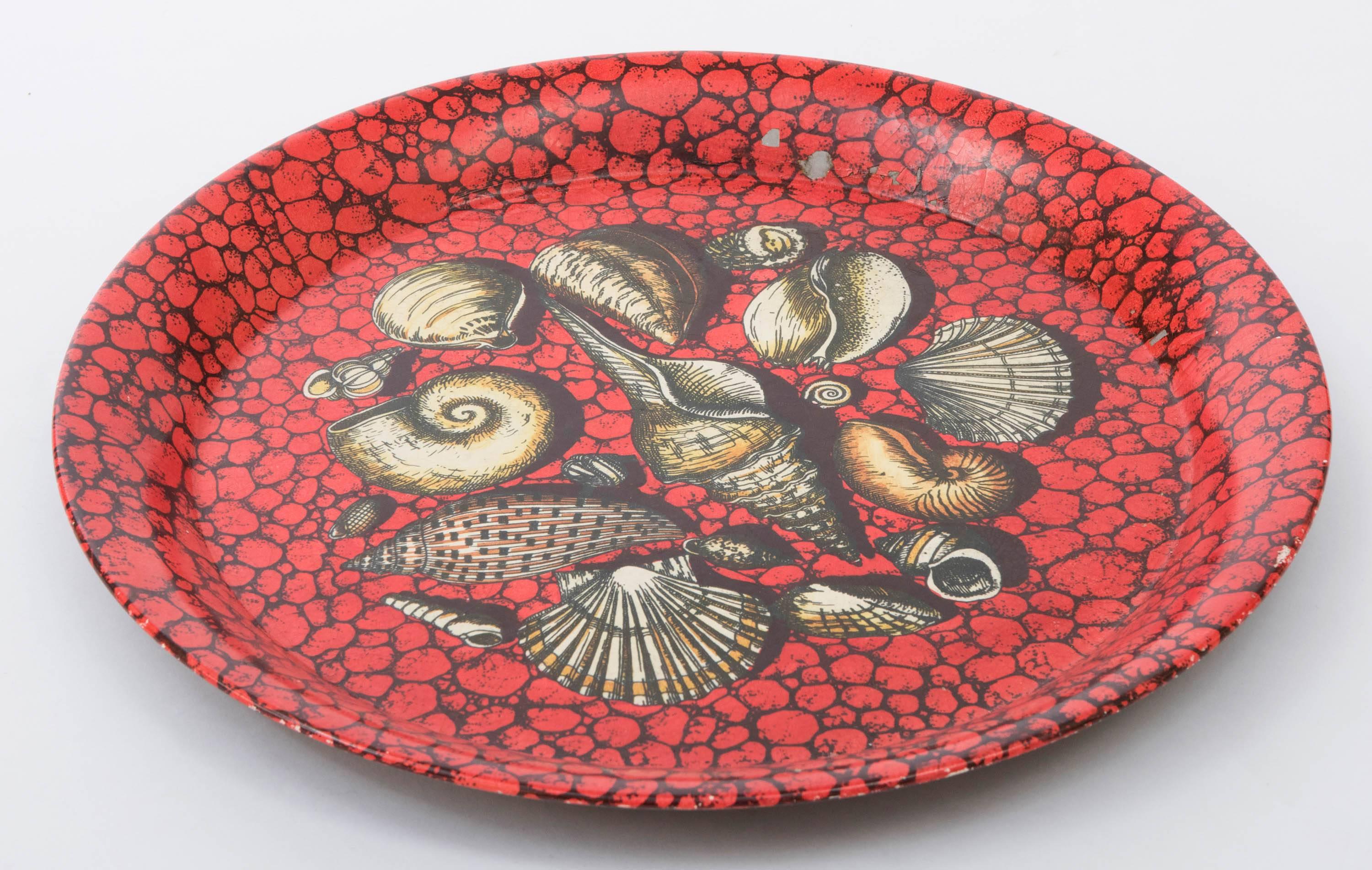 Piero Fornasetti metal serving tray lithographically printed, Italy circa 1950 1