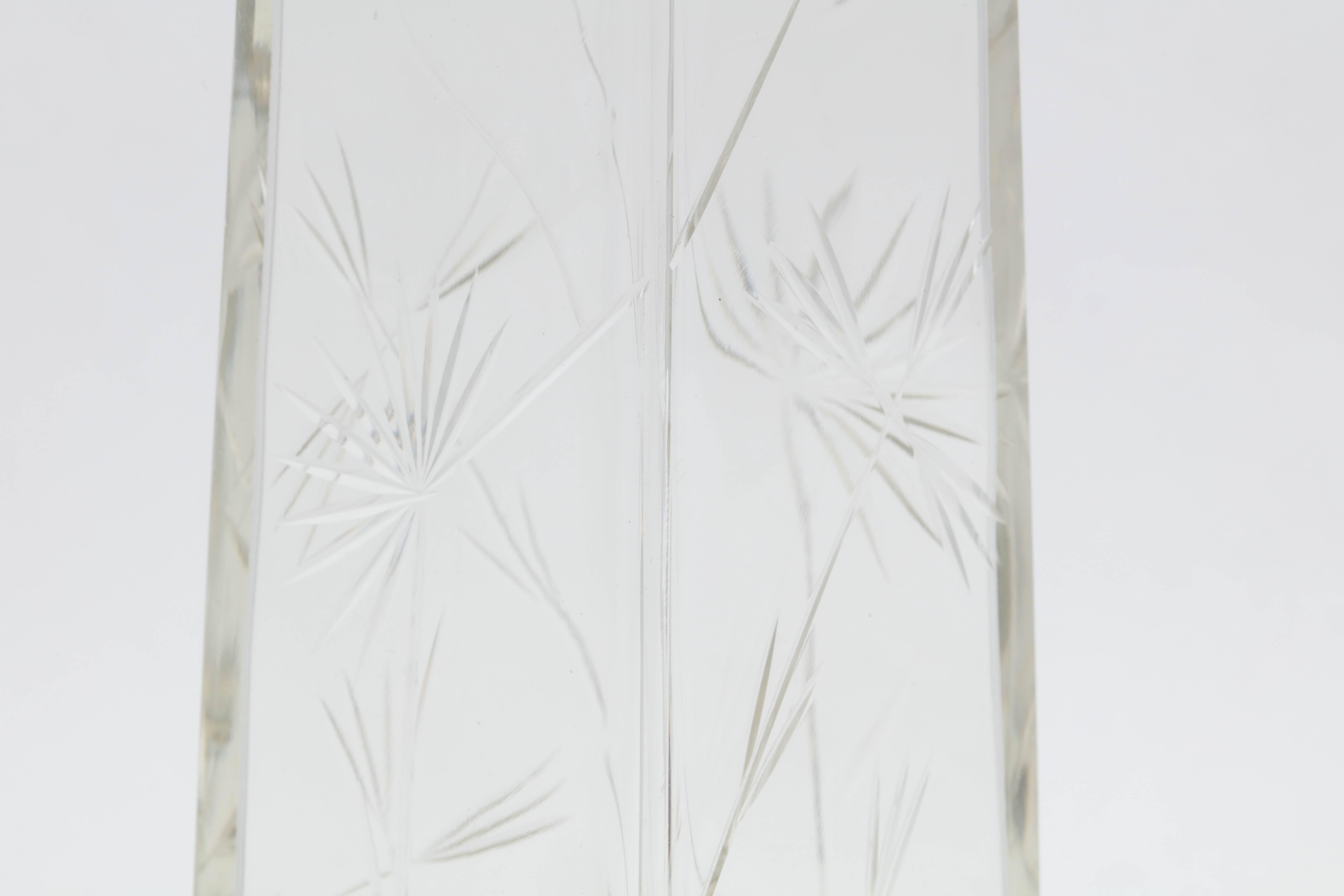 Edwardian, Sterling Silver-Mounted Rectangular Japonesque Style Crystal Vase 4