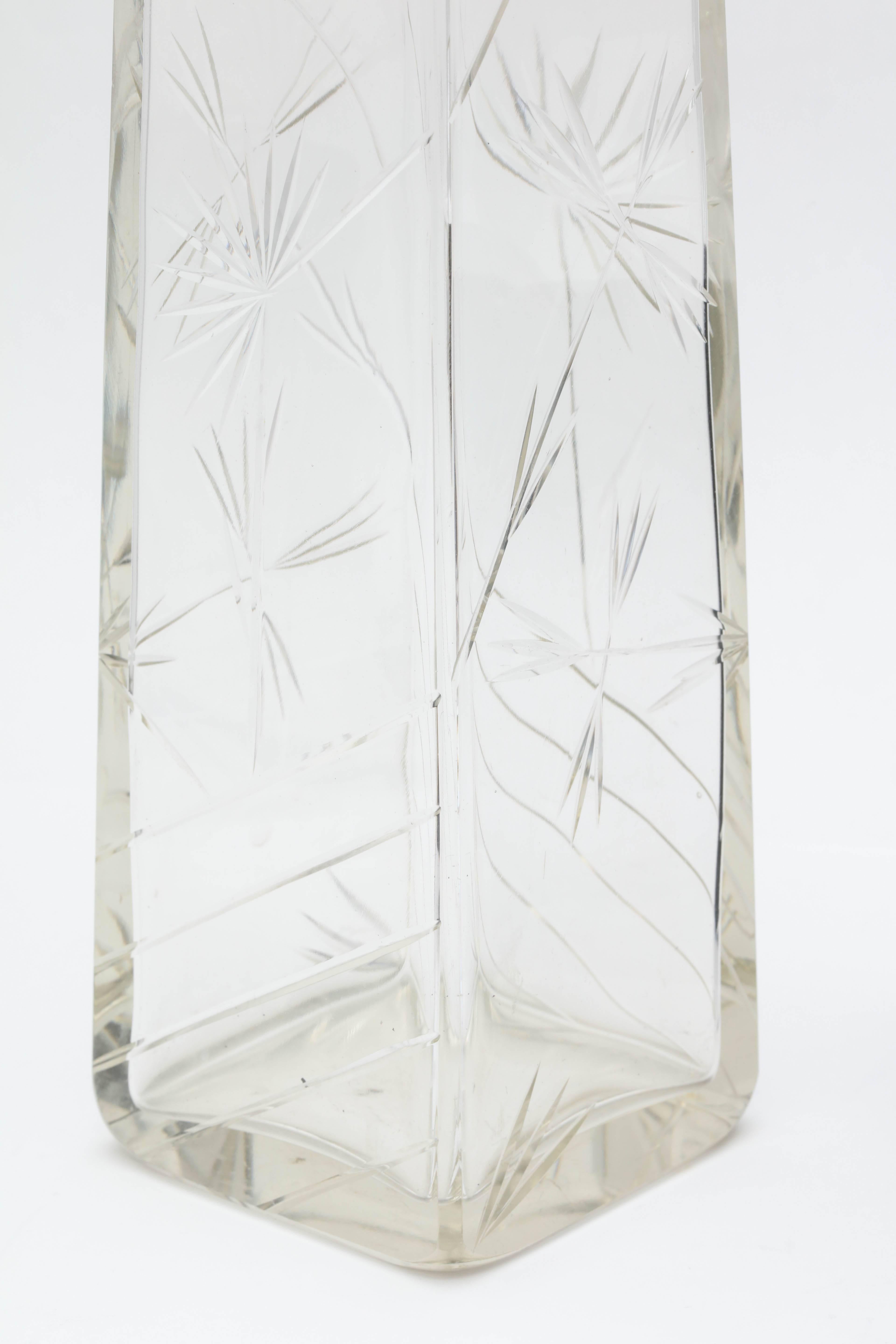 Edwardian, Sterling Silver-Mounted Rectangular Japonesque Style Crystal Vase 5