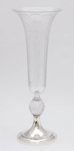 Edwardian Sterling Silver-Mounted Etched and Cut Crystal Vase