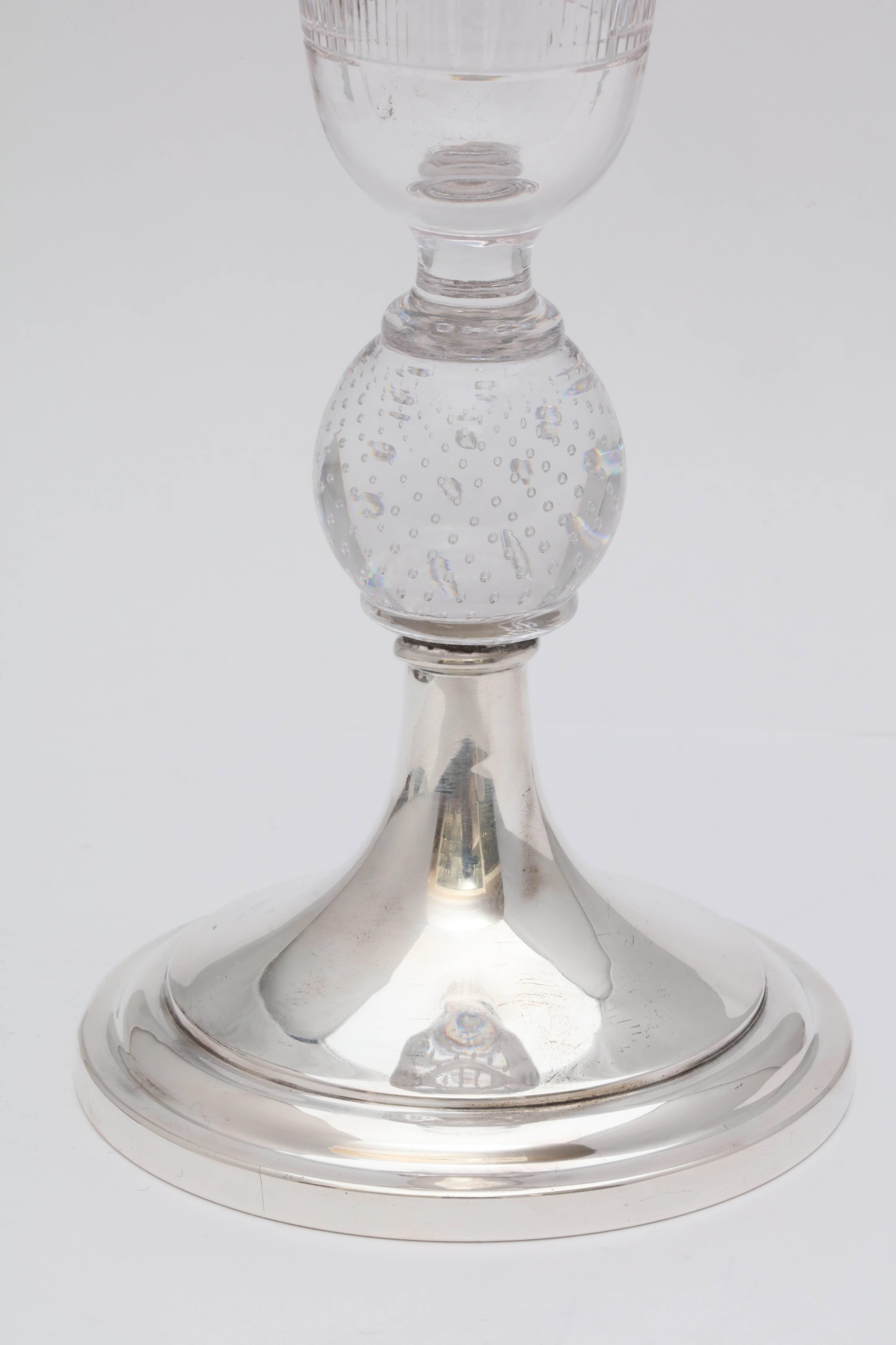 Edwardian Sterling Silver-Mounted Etched and Cut Crystal Vase 4