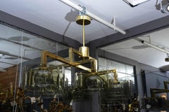 Glustin Luminaires Creation Brass Chandelier with Grey Glass Cylinder