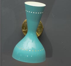 Pair of Italian Teal Cones Wall Sconces