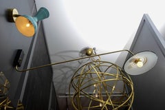 Long Arm Wall Sconce with Black Enameled Metal Shade