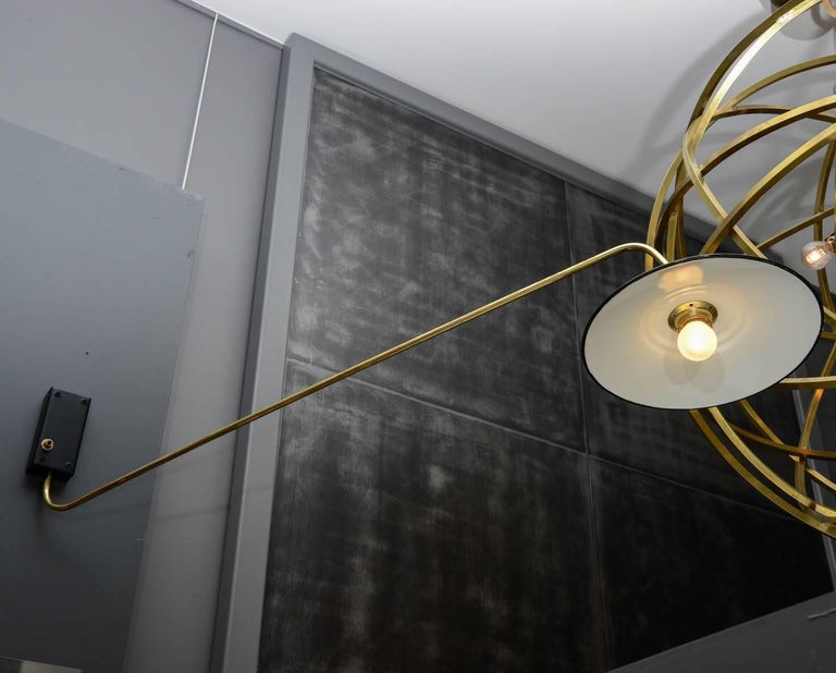 Long Arm Wall Sconce With Black Enameled Metal Shade At 1stdibs Long Arm Wall Sconce With Black, Long Arm Wall Sconce