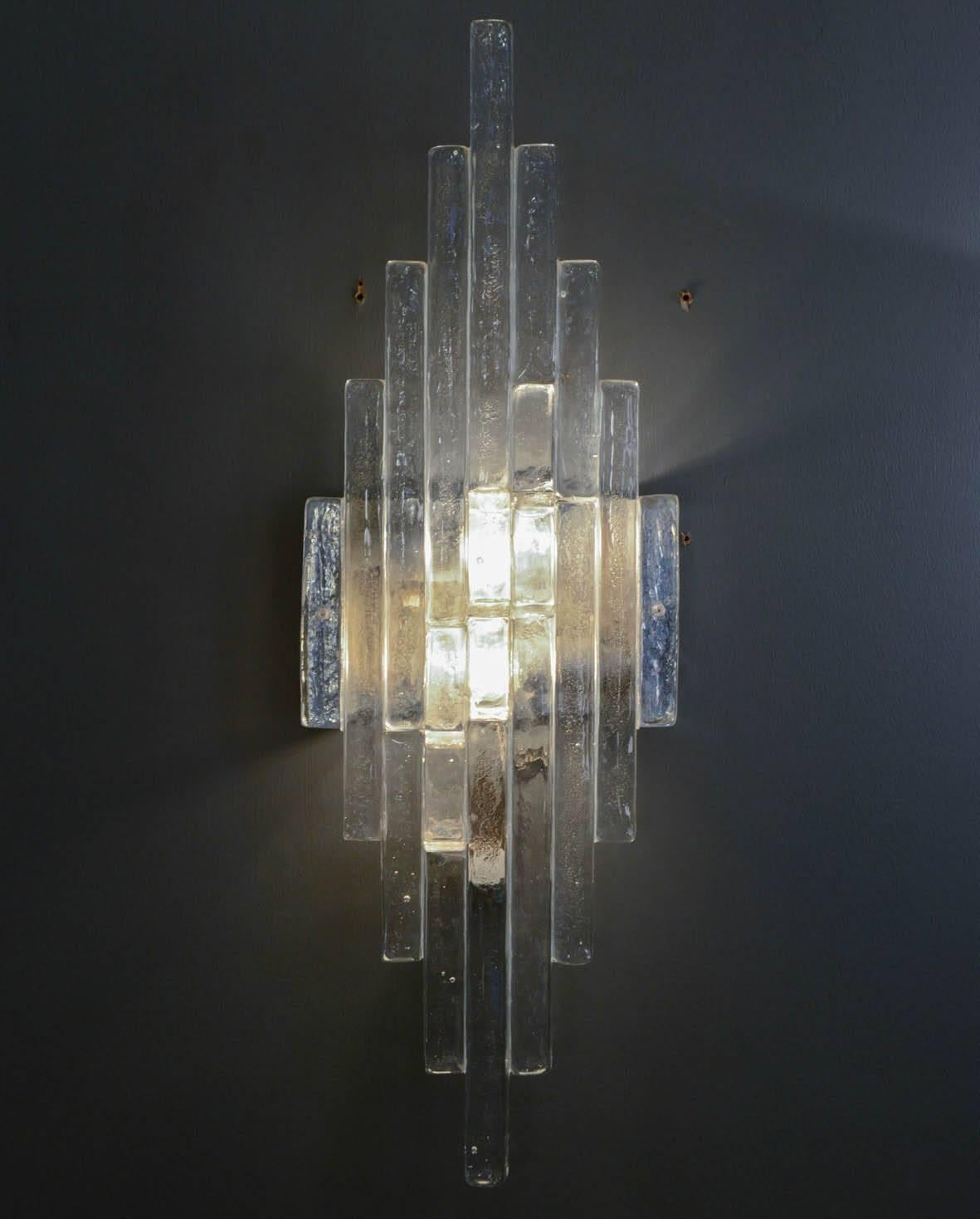 Late 20th Century Set of Four Glass Poliarte Wall Sconces