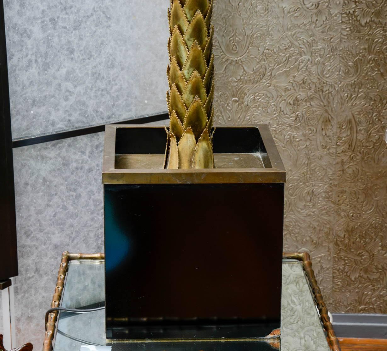 Mid-Century Modern Brass Palm Tree Lamp Attributed to Jansen