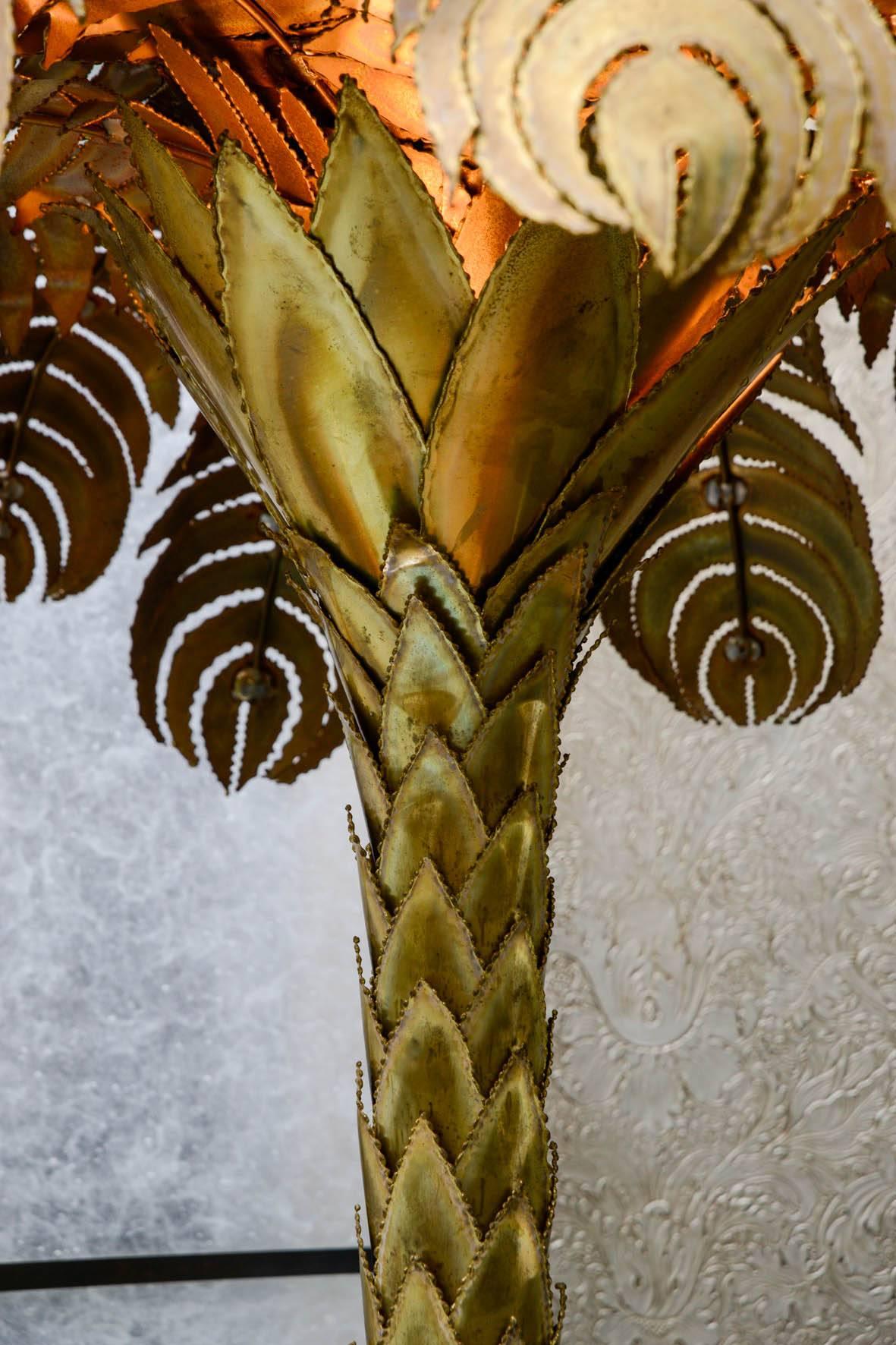 Brass Palm Tree Lamp Attributed to Jansen In Excellent Condition In Saint-Ouen (PARIS), FR