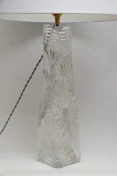Large Pair of 1960s Crystal Lamps by Daum