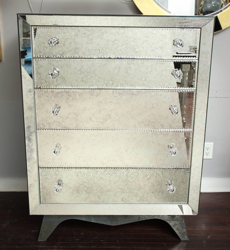 Glamorous Custom Distressed Mirror Tall Dresser For Sale At 1stdibs