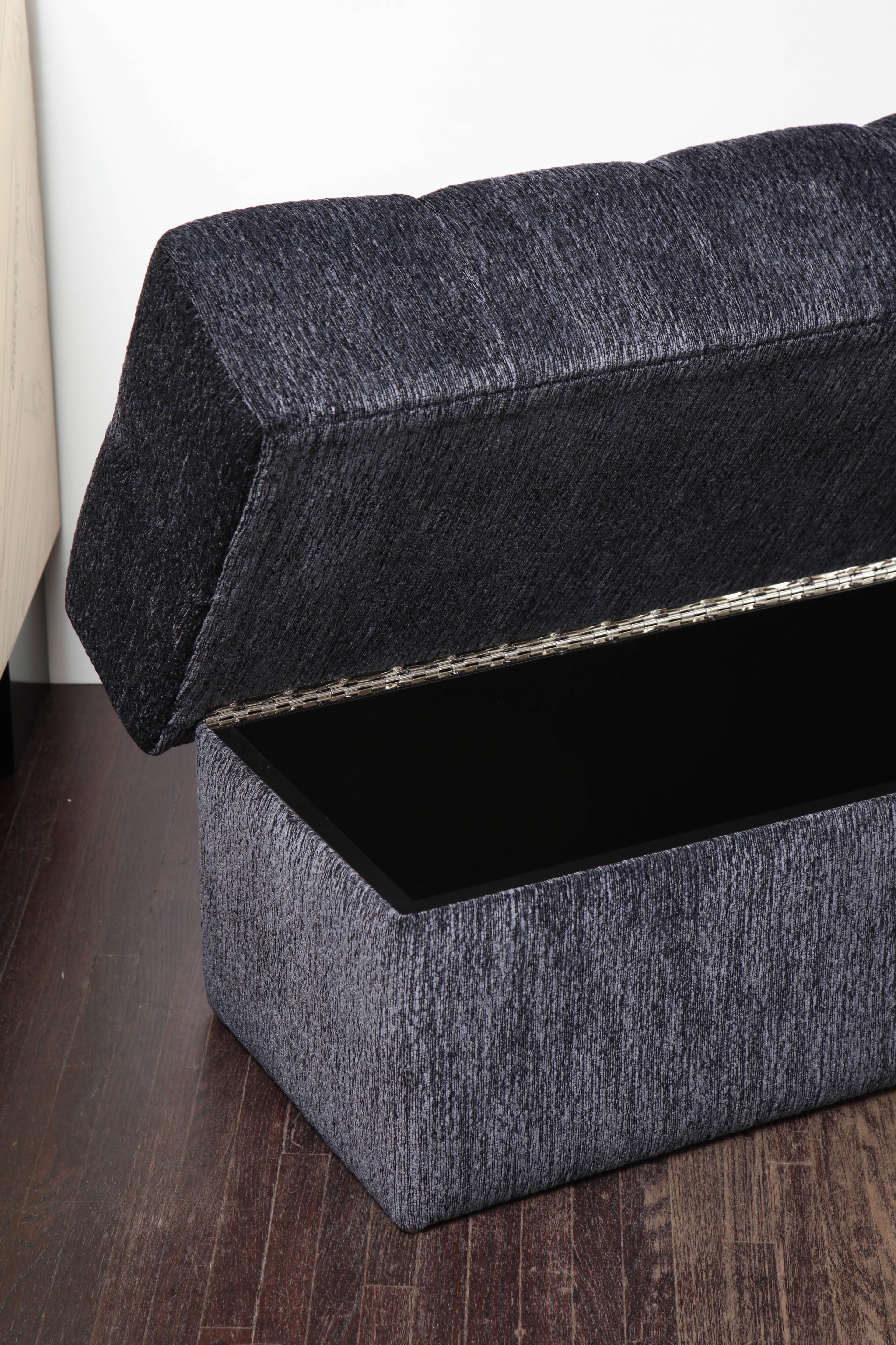 Chenille Custom Tufted Bench with Interior Storage