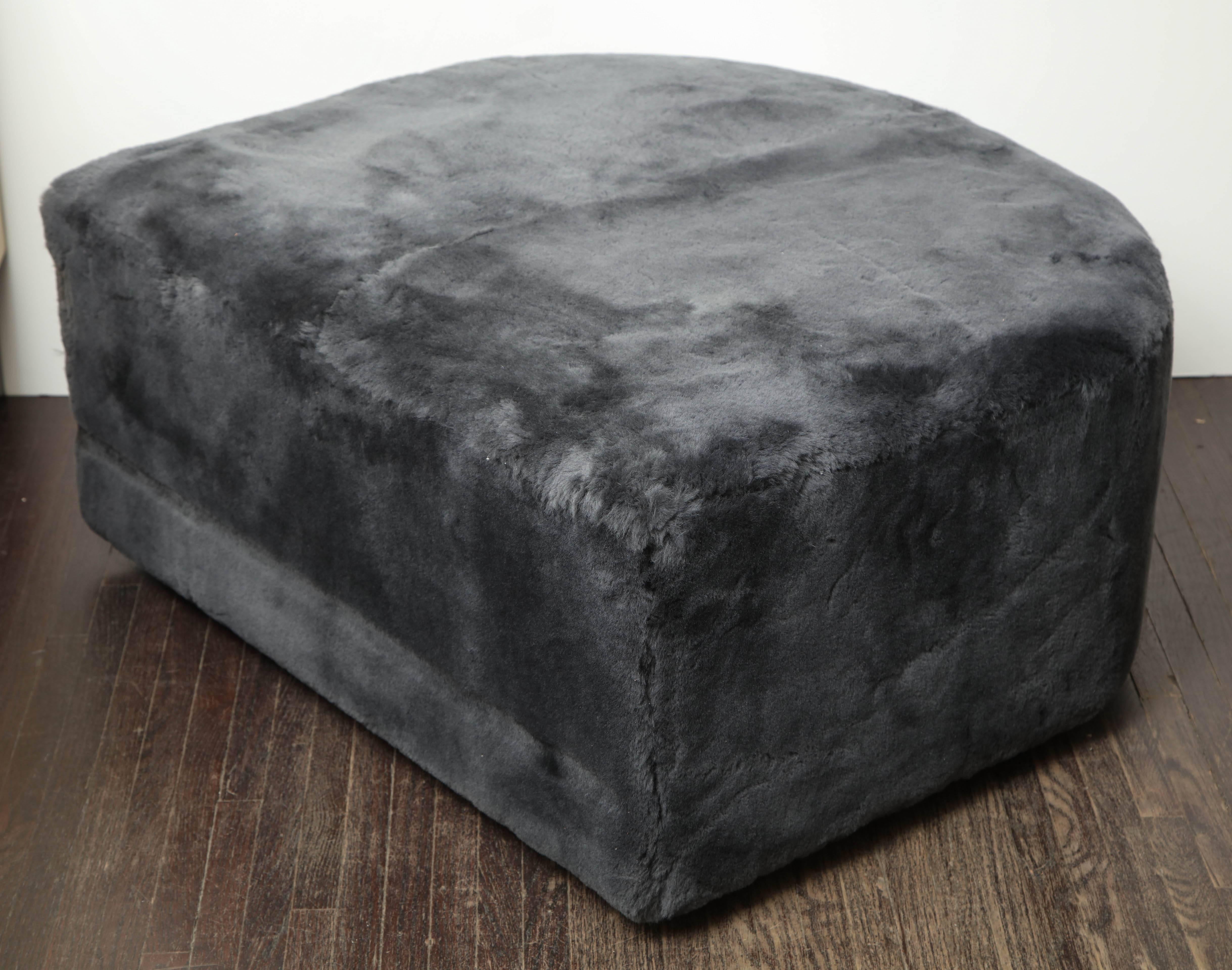 American Custom Genuine Shearling Ottoman For Sale