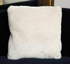 Custom Genuine Shearling Pillow in White