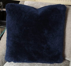 Custom Genuine Shearling Pillow in Dark Navy