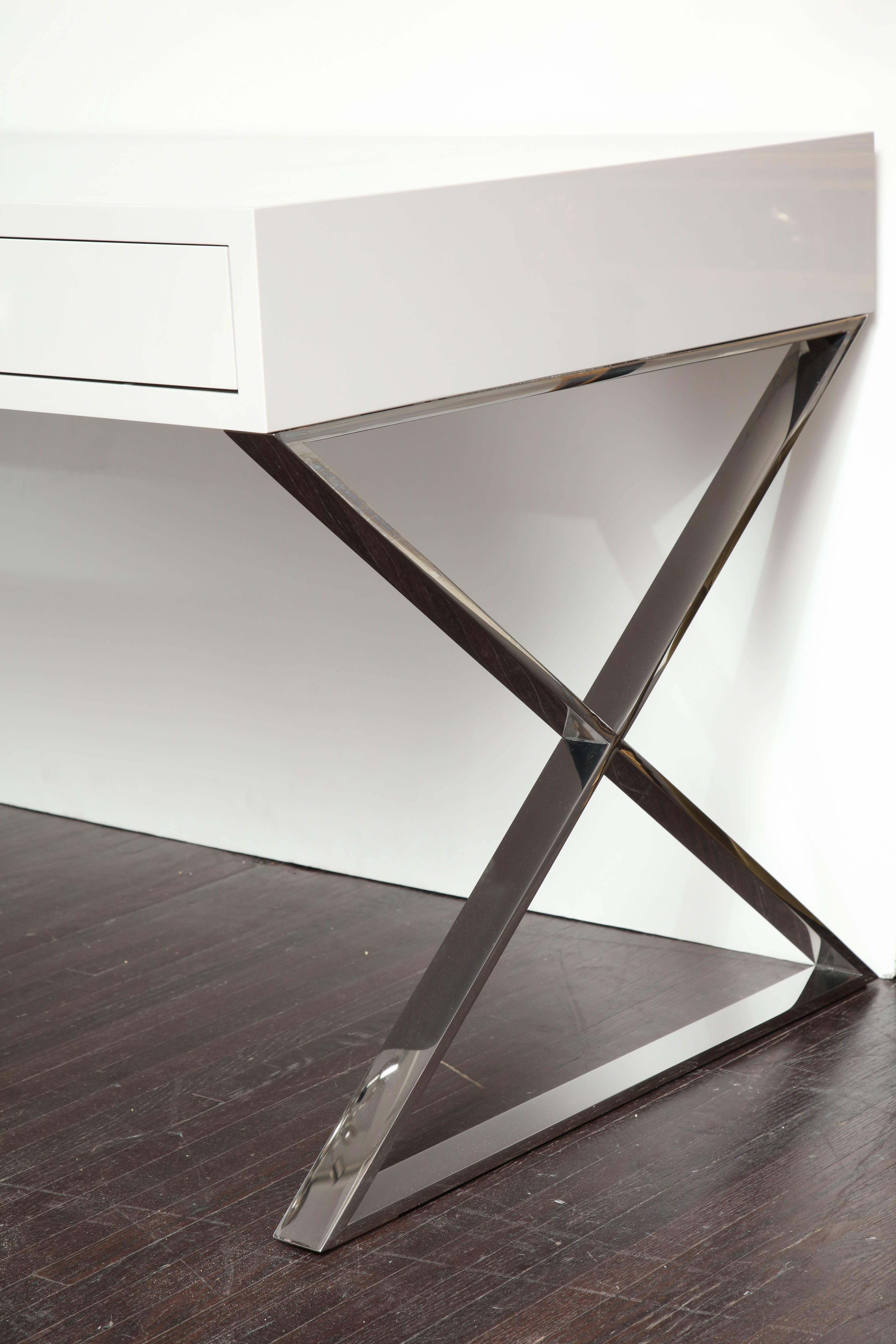 American Custom Oversized High Gloss Lacquer Desk For Sale