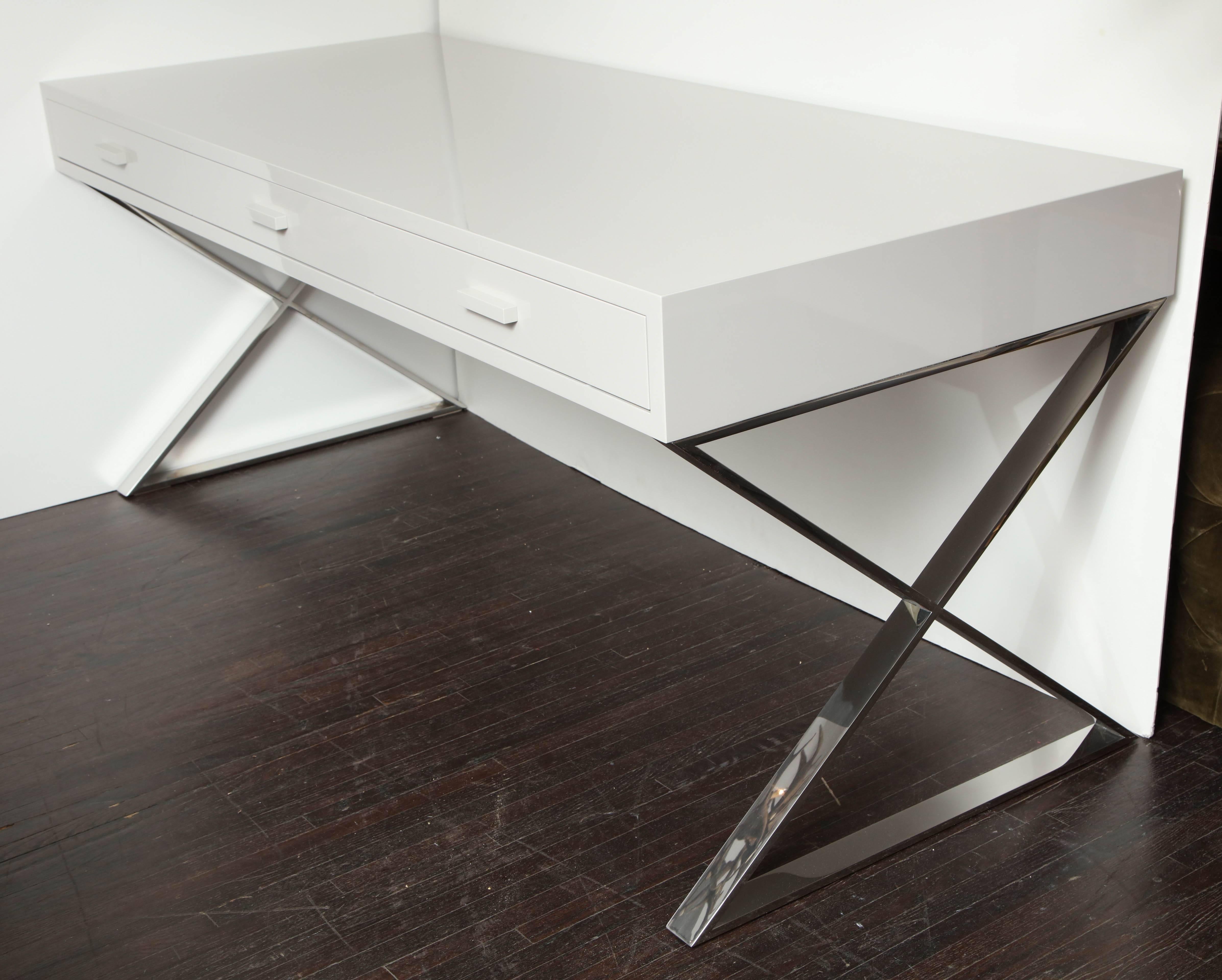 high gloss white lacquer desk