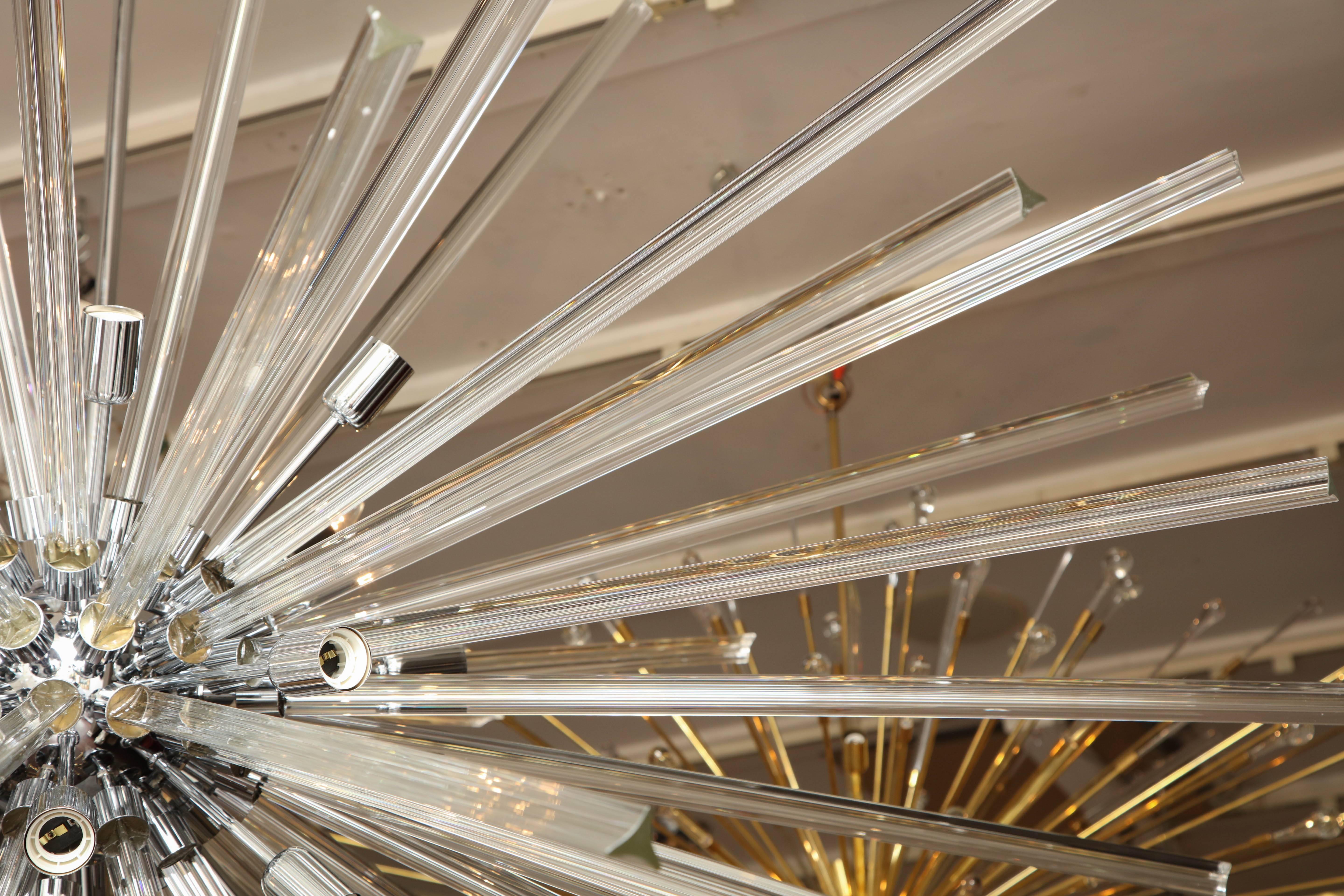Monumental Triedri Glass Rod Sputnik Chandelier In New Condition In New York, NY