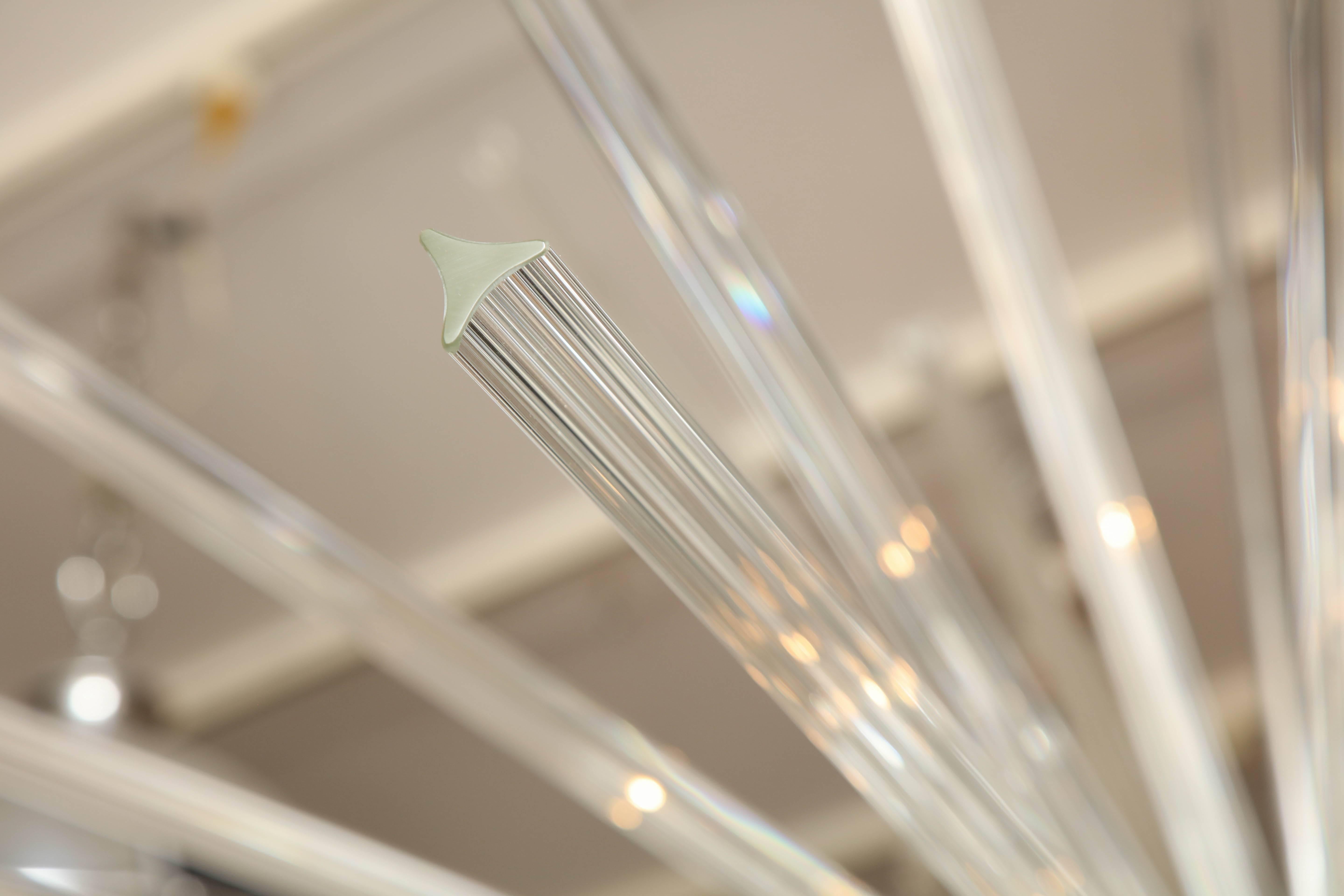 Contemporary Monumental Triedri Glass Rod Sputnik Chandelier
