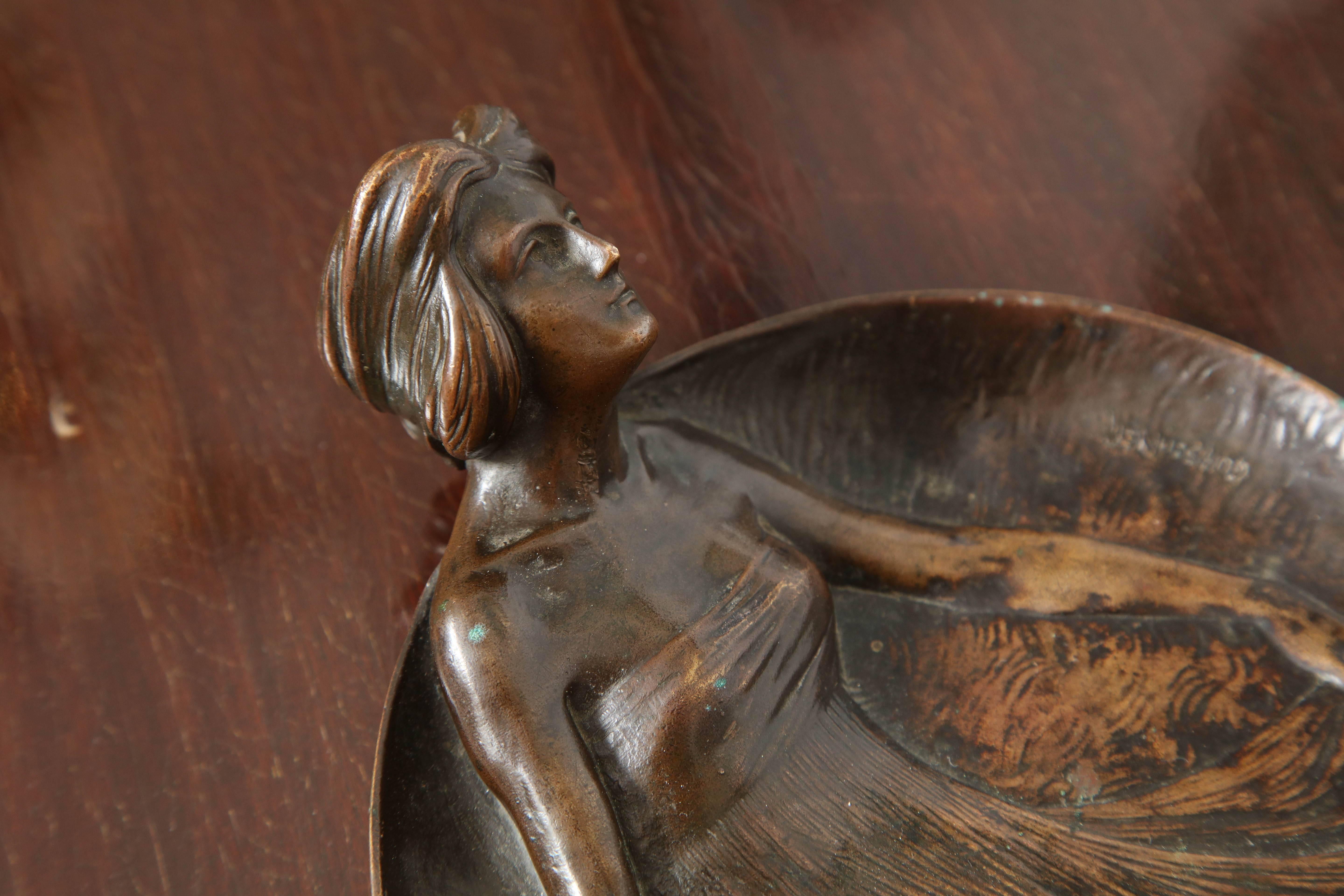 Austrian Gustav Gurschner Bronze Figural tray made in Austria For Sale