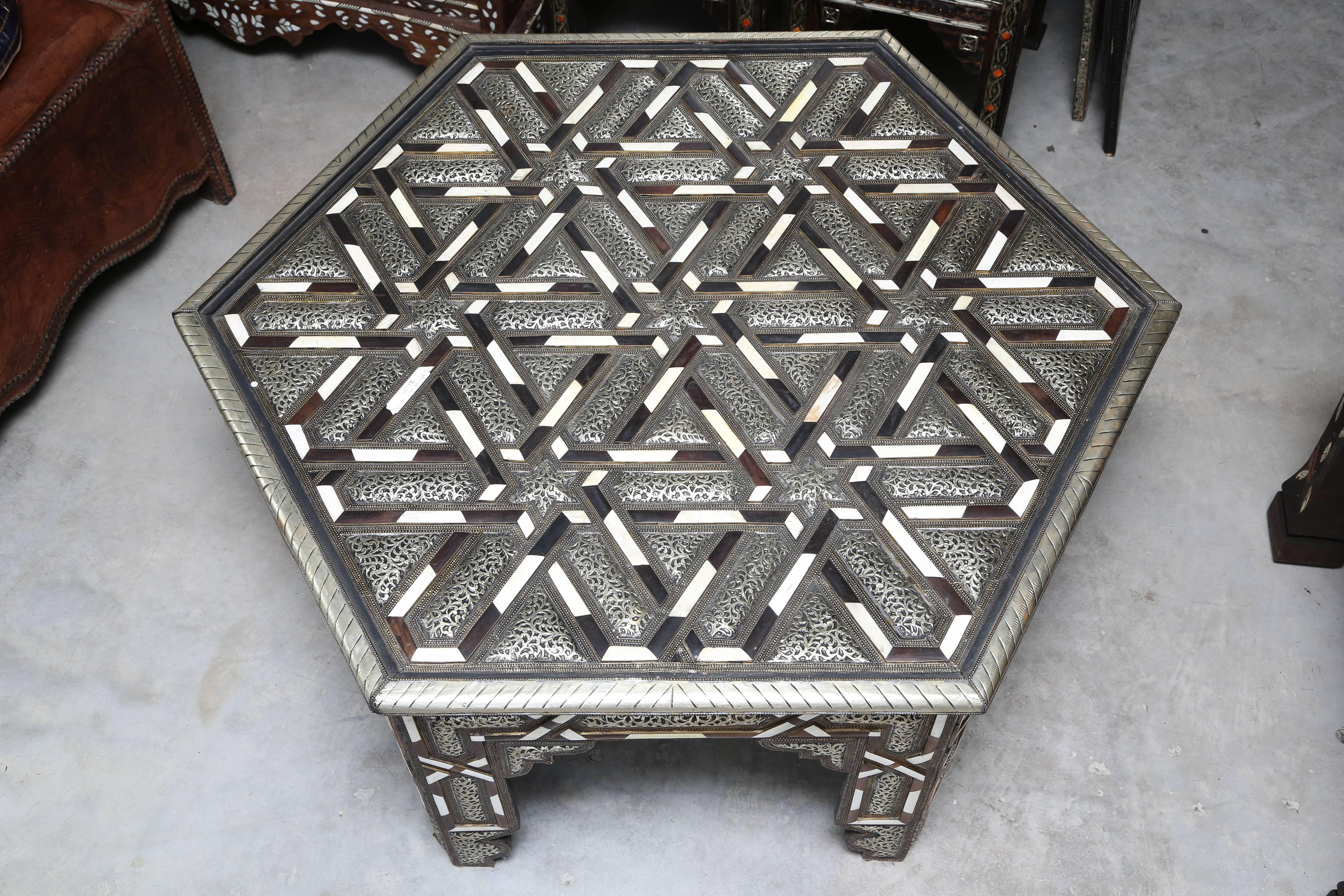 20th Century Superb Hexagonal Moroccan Coffee Table