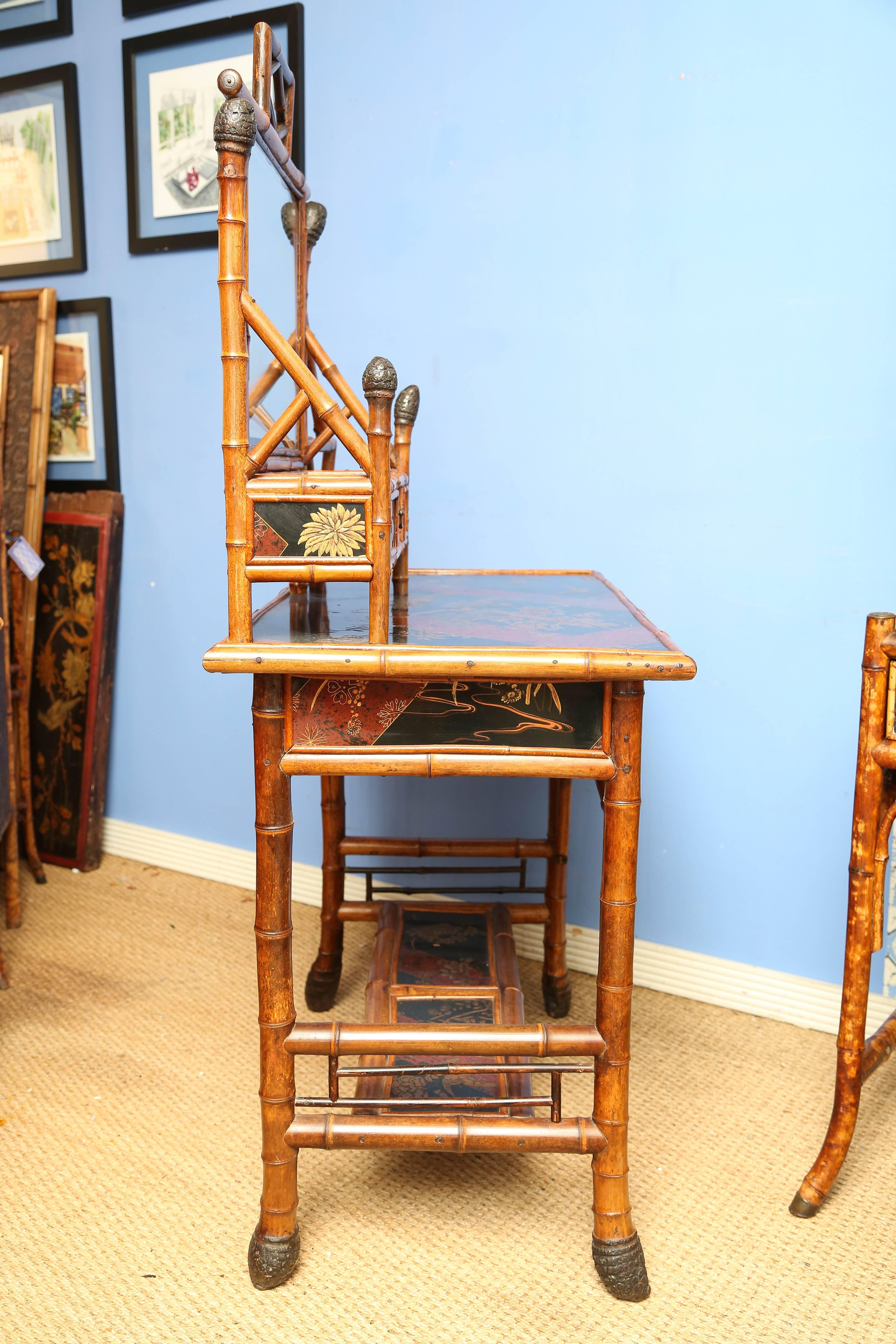 Superb 19th Century English Bamboo Vanity Desk with Mirror 3