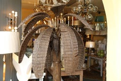 Exotic Vintage Pencil Bamboo and Rattan Banana Tree Floor Lamp