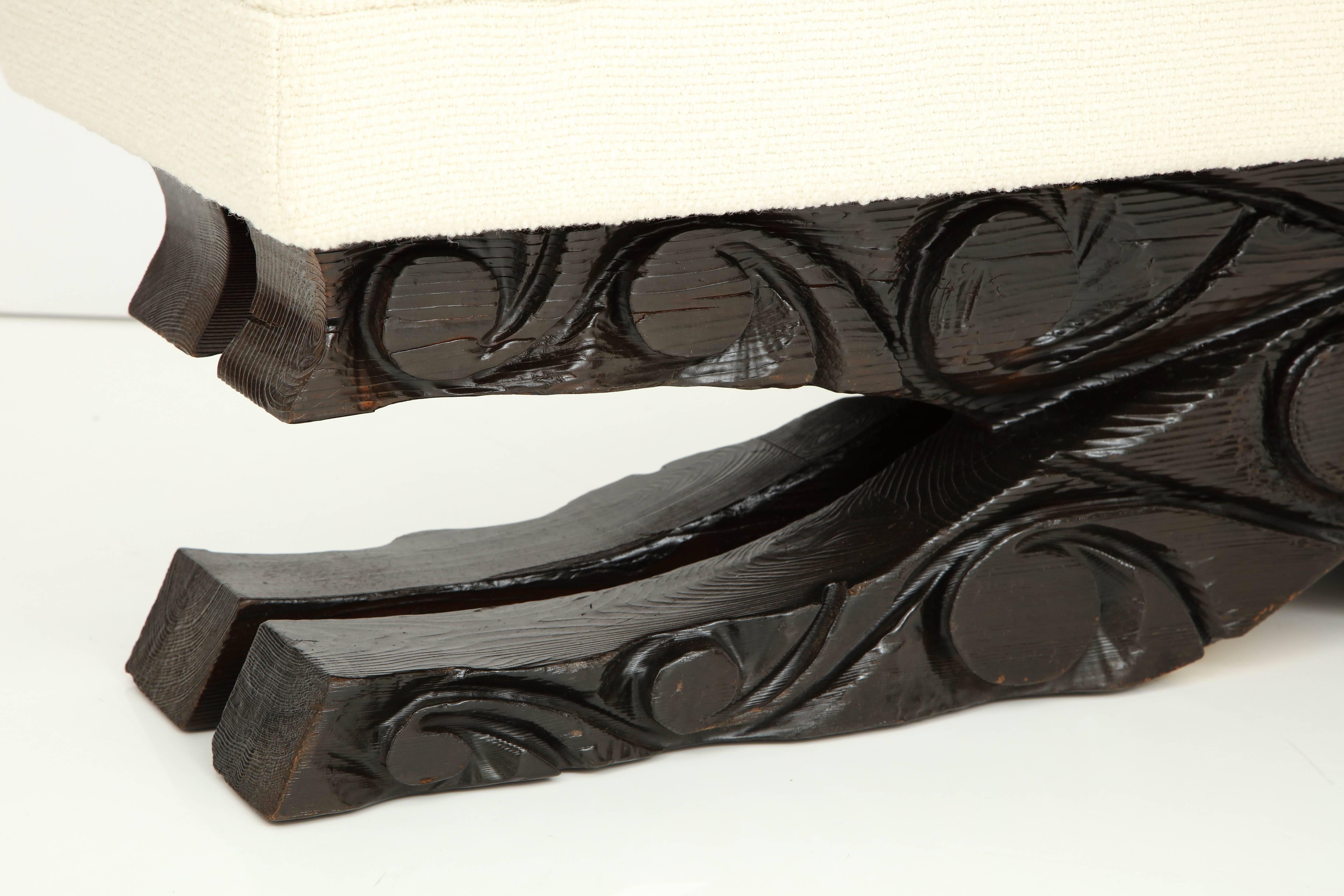 Hand-Carved Large Brutalist Bench For Sale