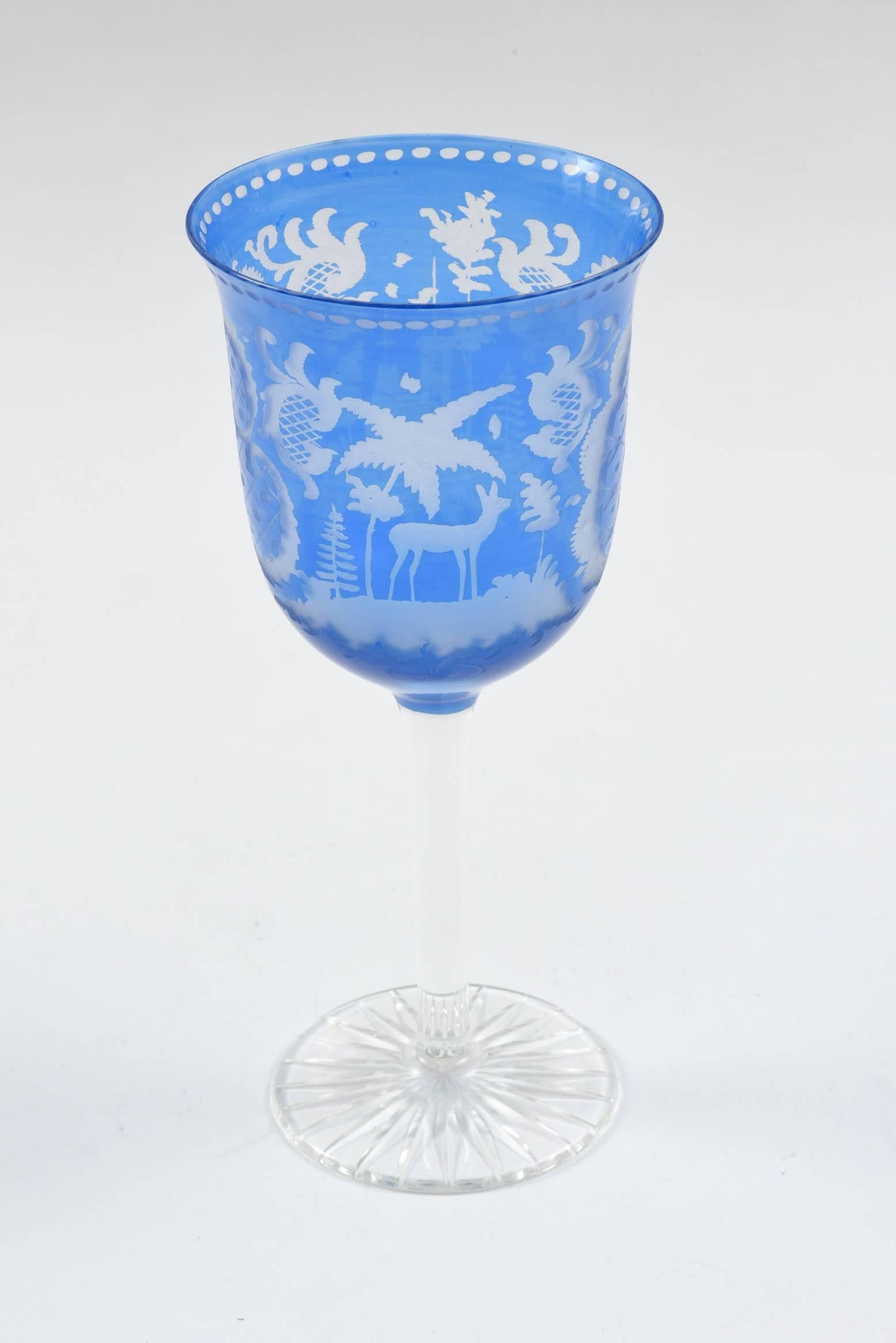 blue crystal goblets