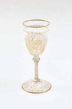 Extensive & Elaborate Gilt Crystal Stemware Service, Antique 19th Century 56 Pcs