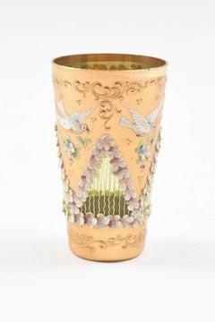 Collector Quality Moser High Enamel Tea or Juice Glass, Antique, circa 1880