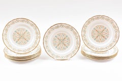 12 piatti da dessert vintage, turchese e oro di Tuscan, Inghilterra