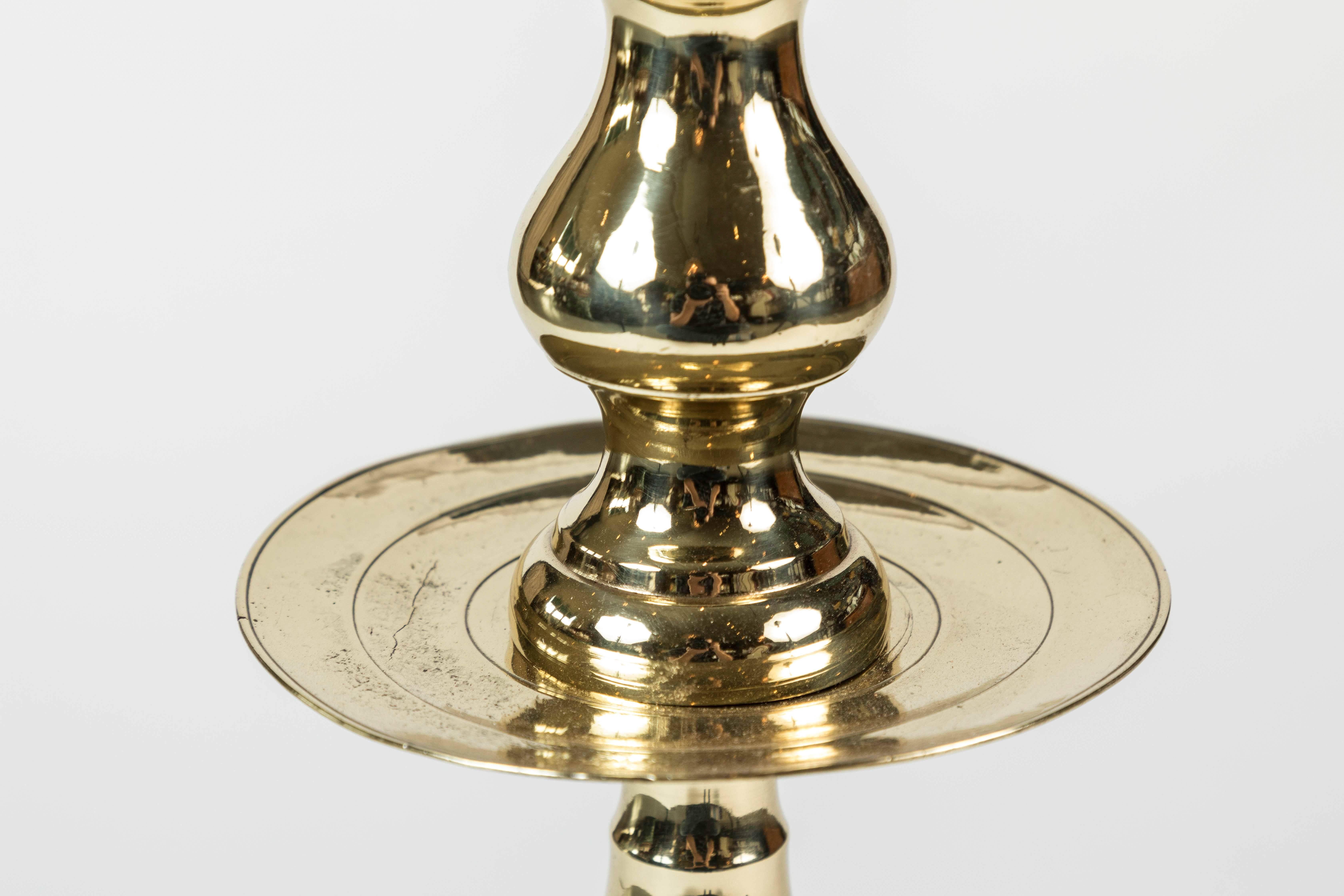 Large Brass Candleholder with Beehive Detail For Sale 1