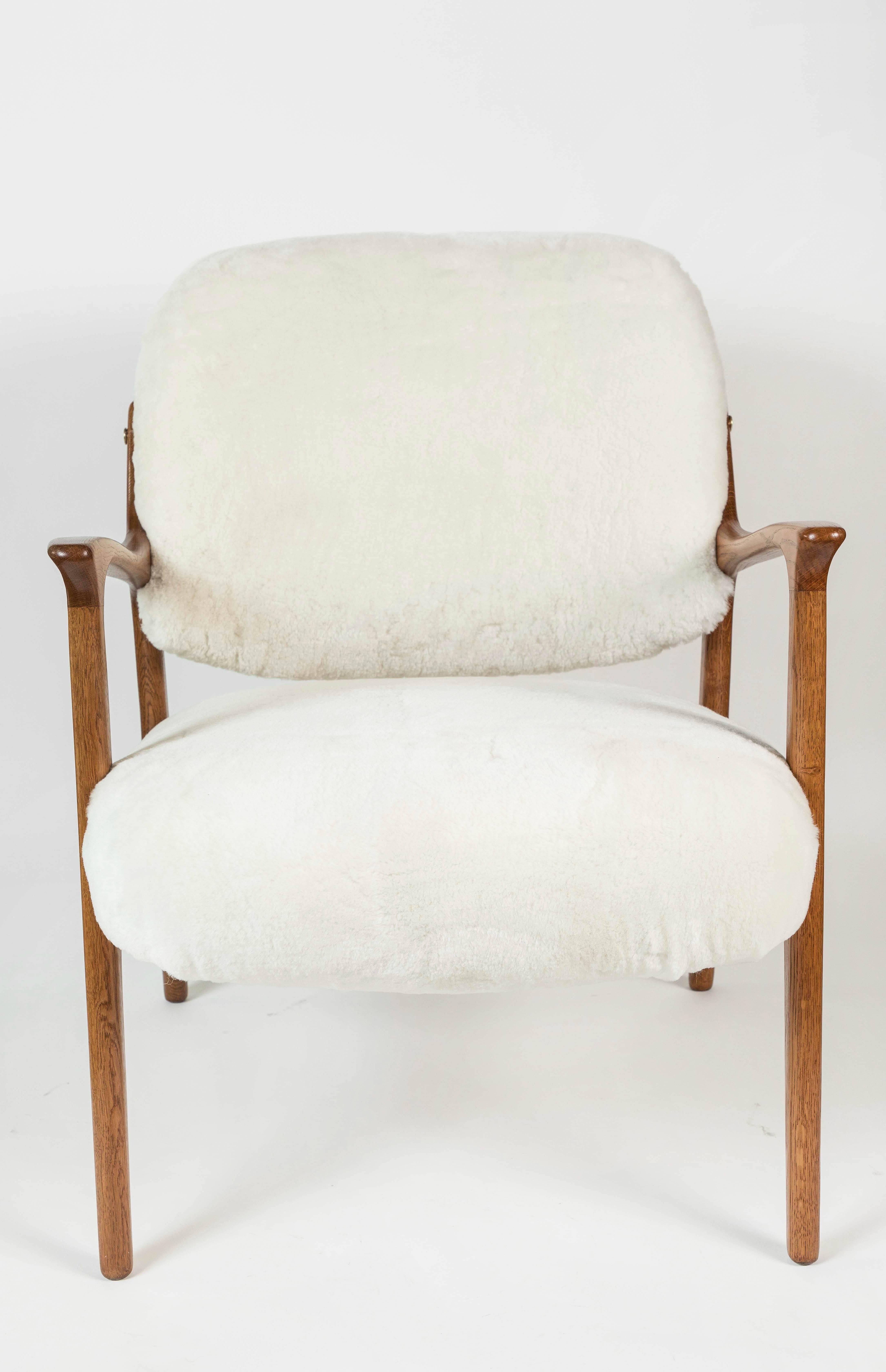 20th Century Mid-Century Teak and Shearling Armchairs