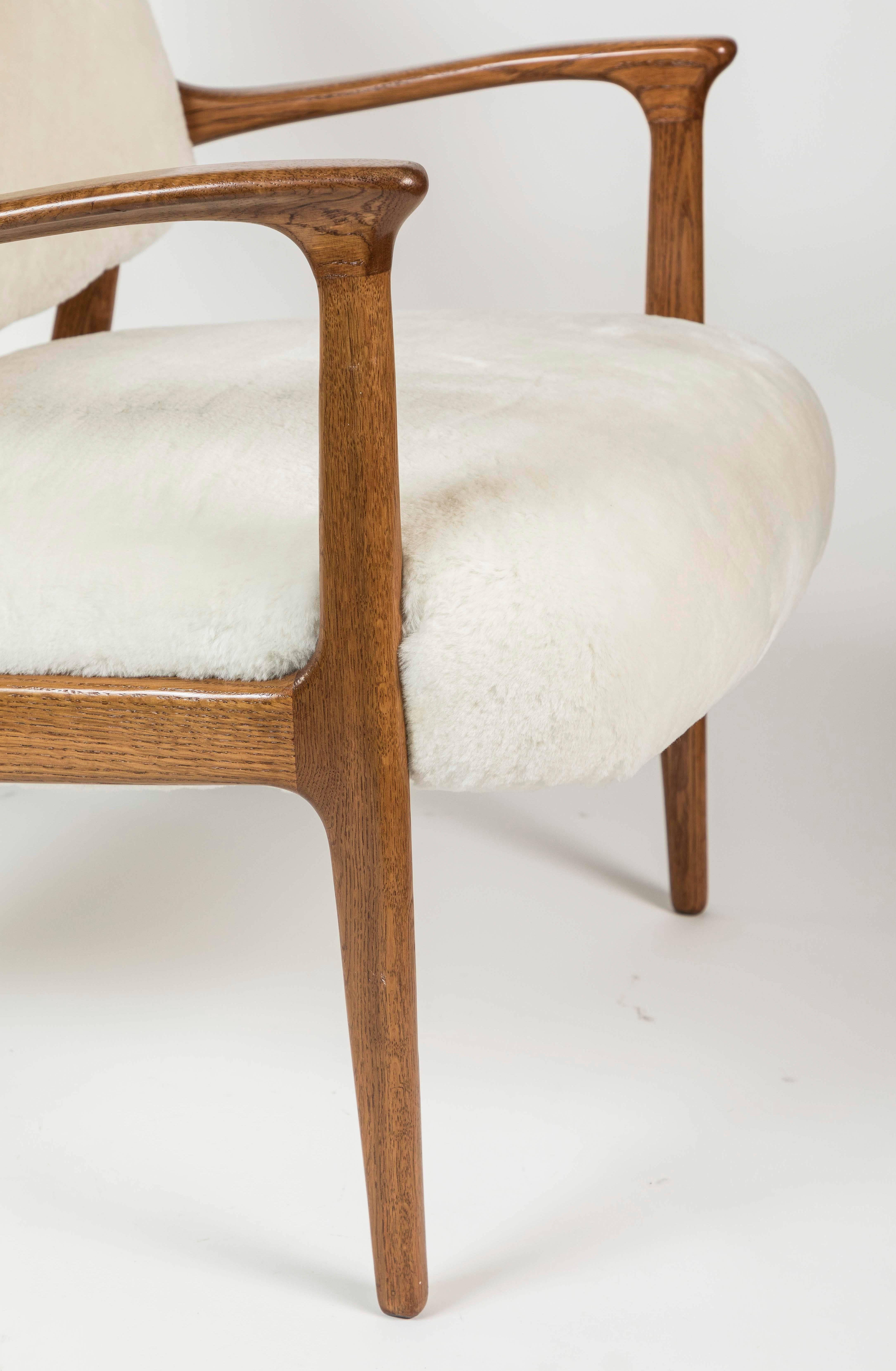 Mid-Century Teak and Shearling Armchairs 2