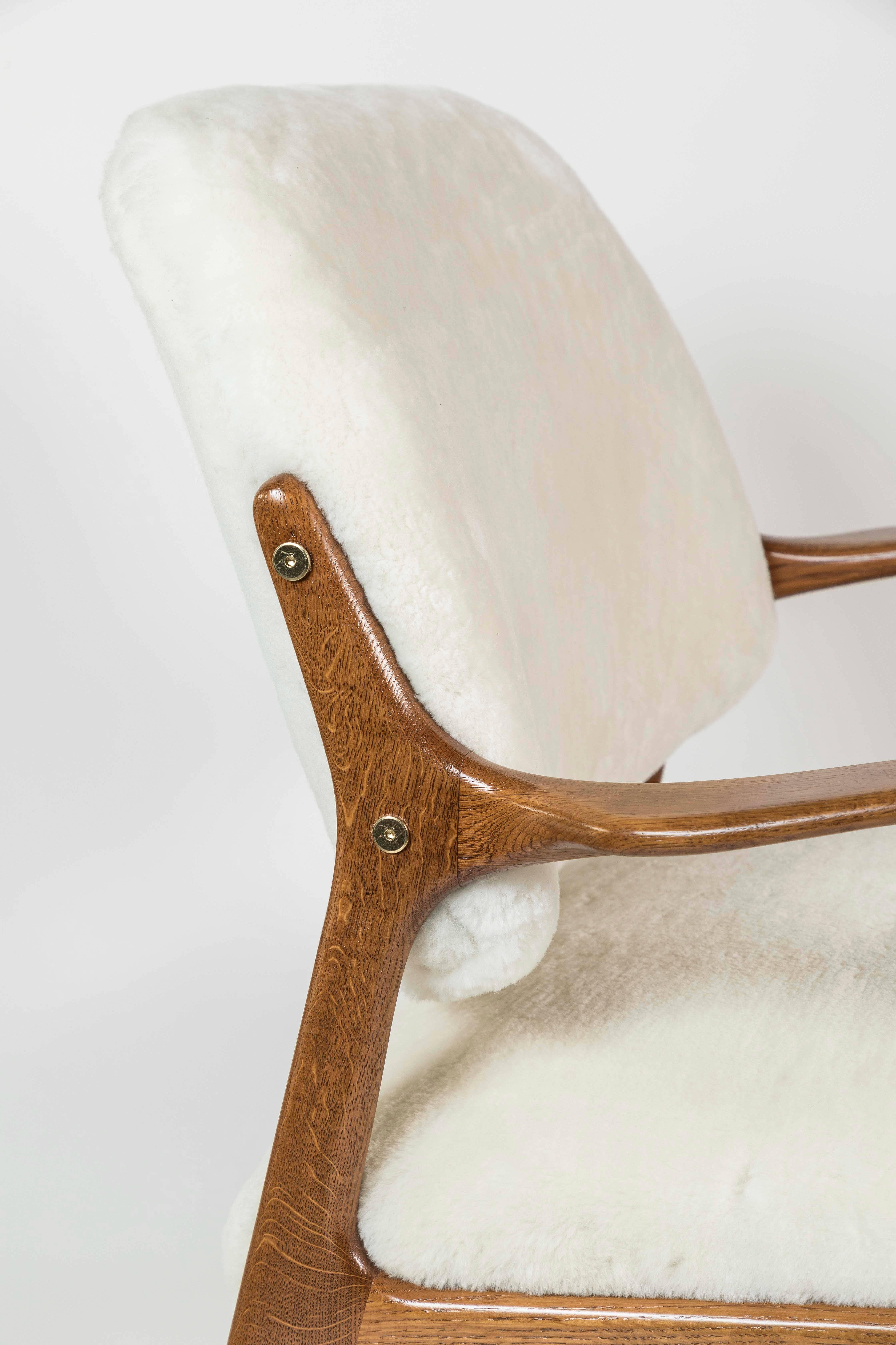 Mid-Century Teak and Shearling Armchairs 3