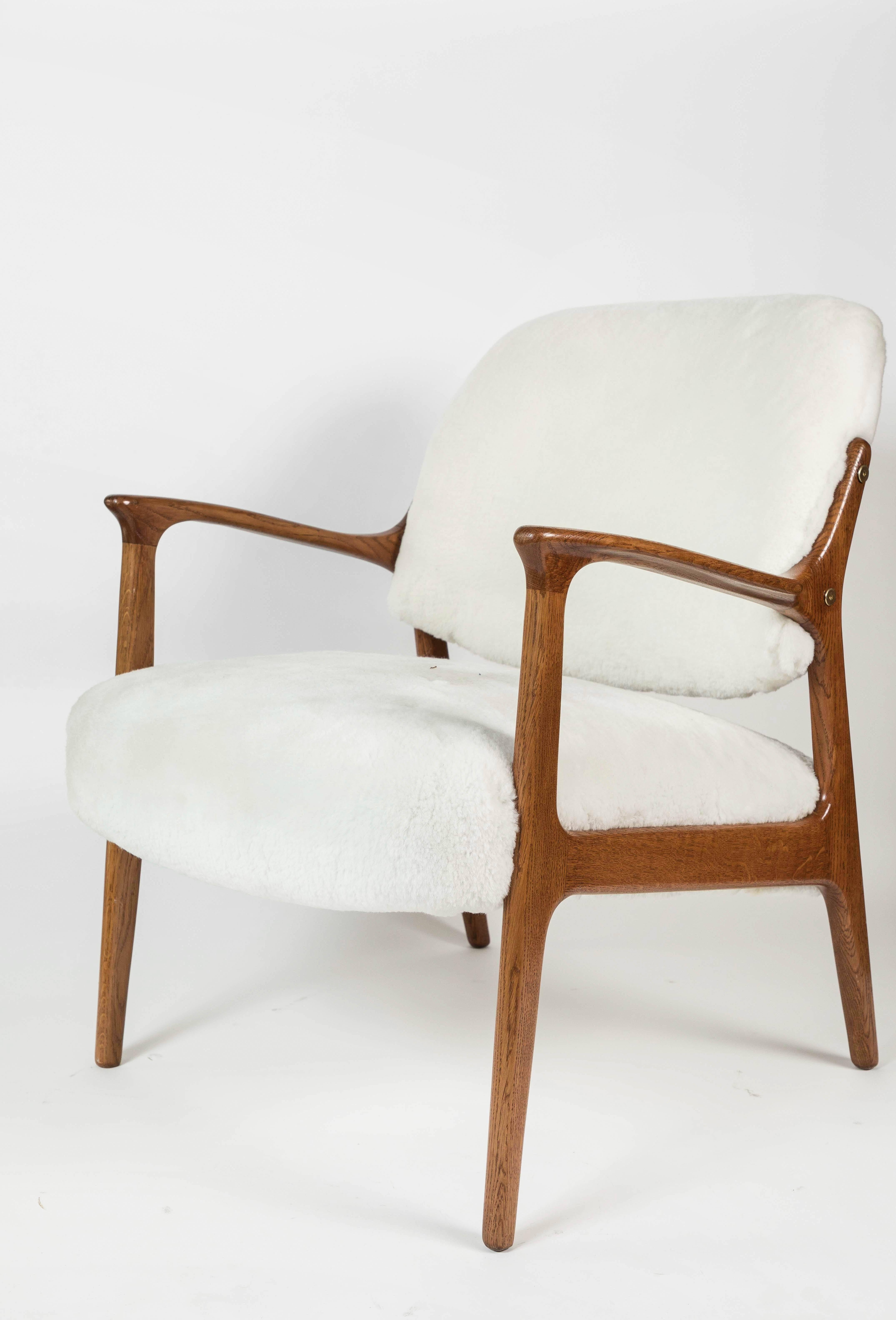 Mid-Century Teak and Shearling Armchairs 5