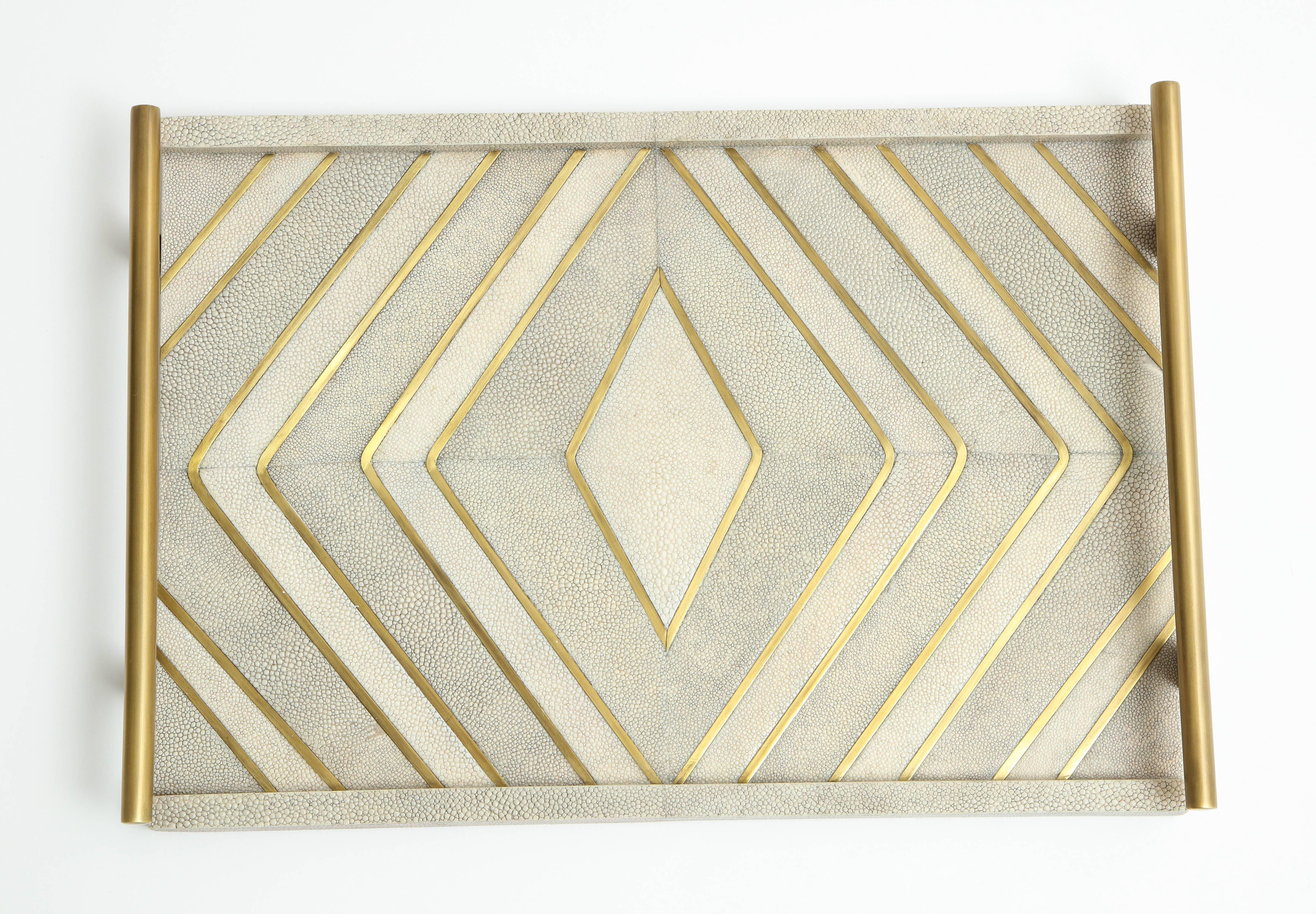 Art Deco Shagreen Tray With Bronze Details